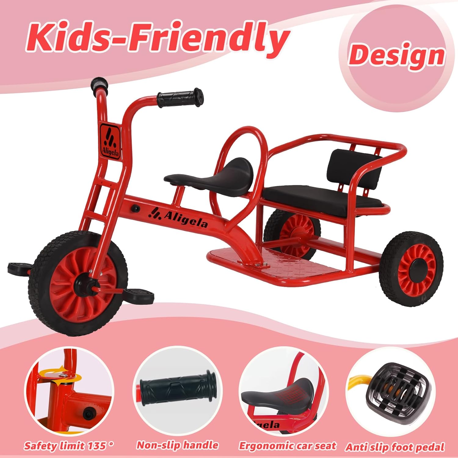 Triciclo prescolare Pdeal Tandem Trike - immagine 4