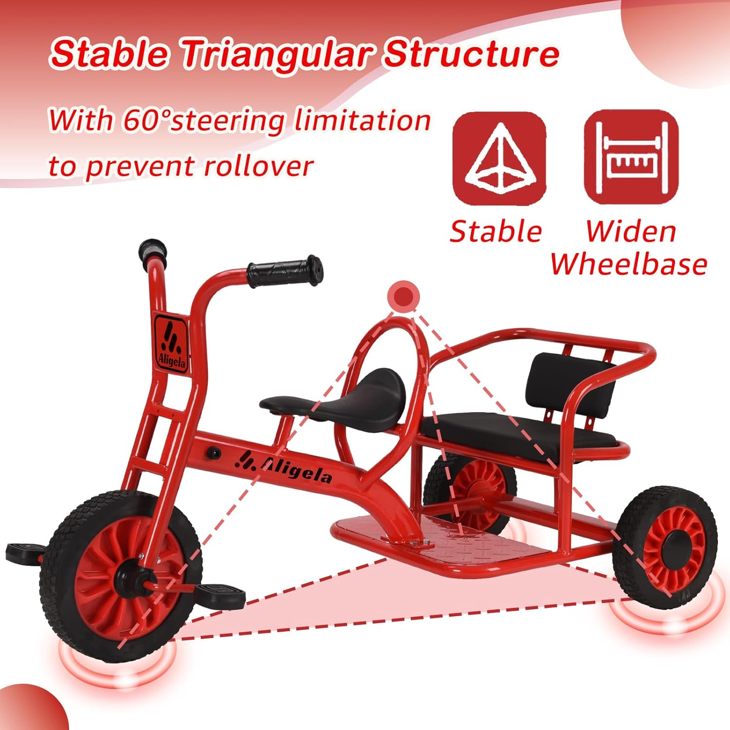 Triciclo prescolare Pdeal Tandem Trike - immagine 5