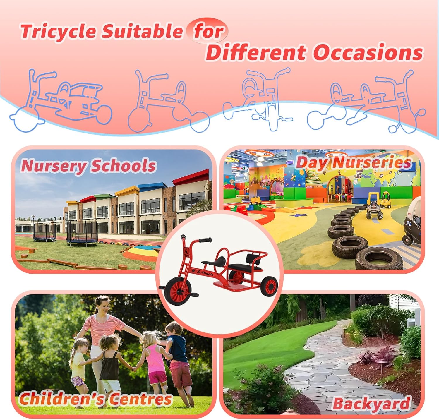 Triciclo prescolare Pdeal Tandem Trike - immagine 6