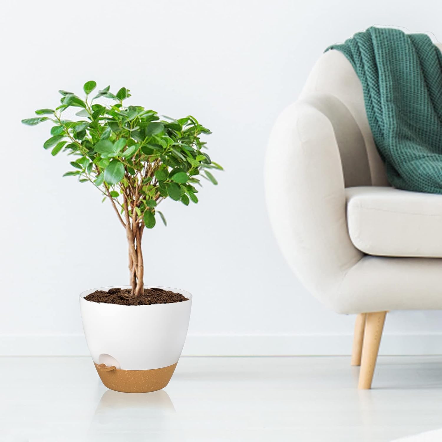 ZMTECH Vaso Per Piante Autoinnaffiante 30 cm, Bianco - immagine 6