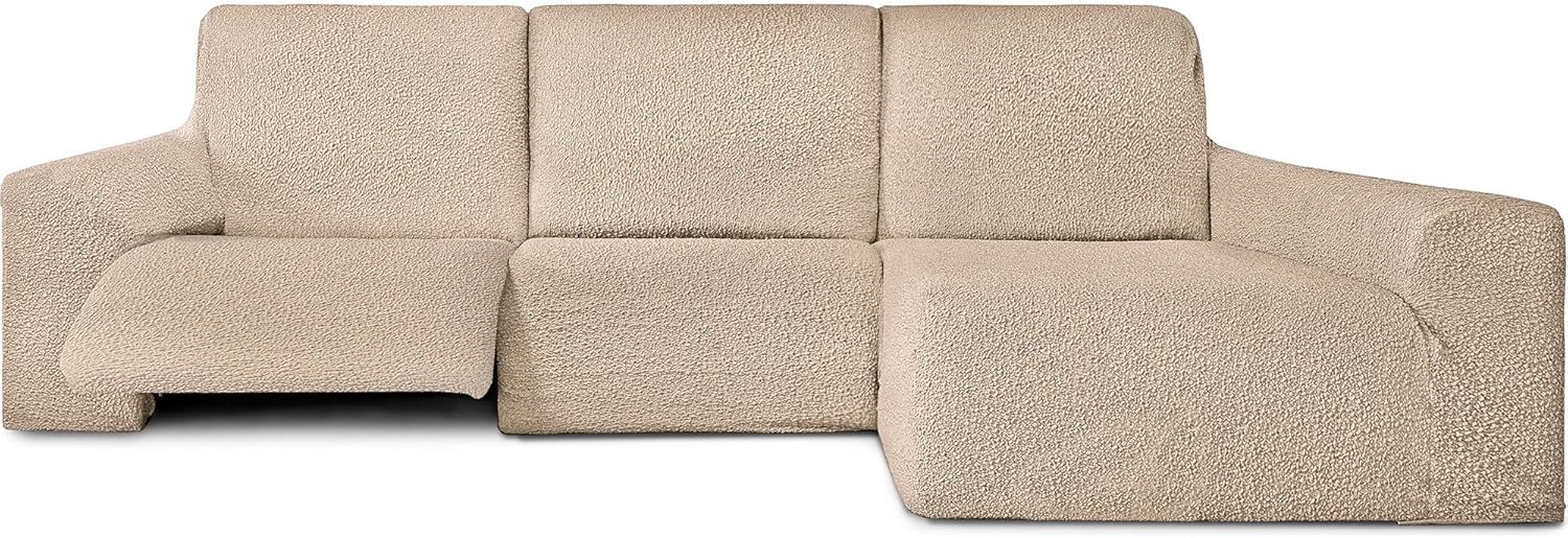 ECOMMERC3 Copridivano Chaiselong Braccio Lungo Destra Beige