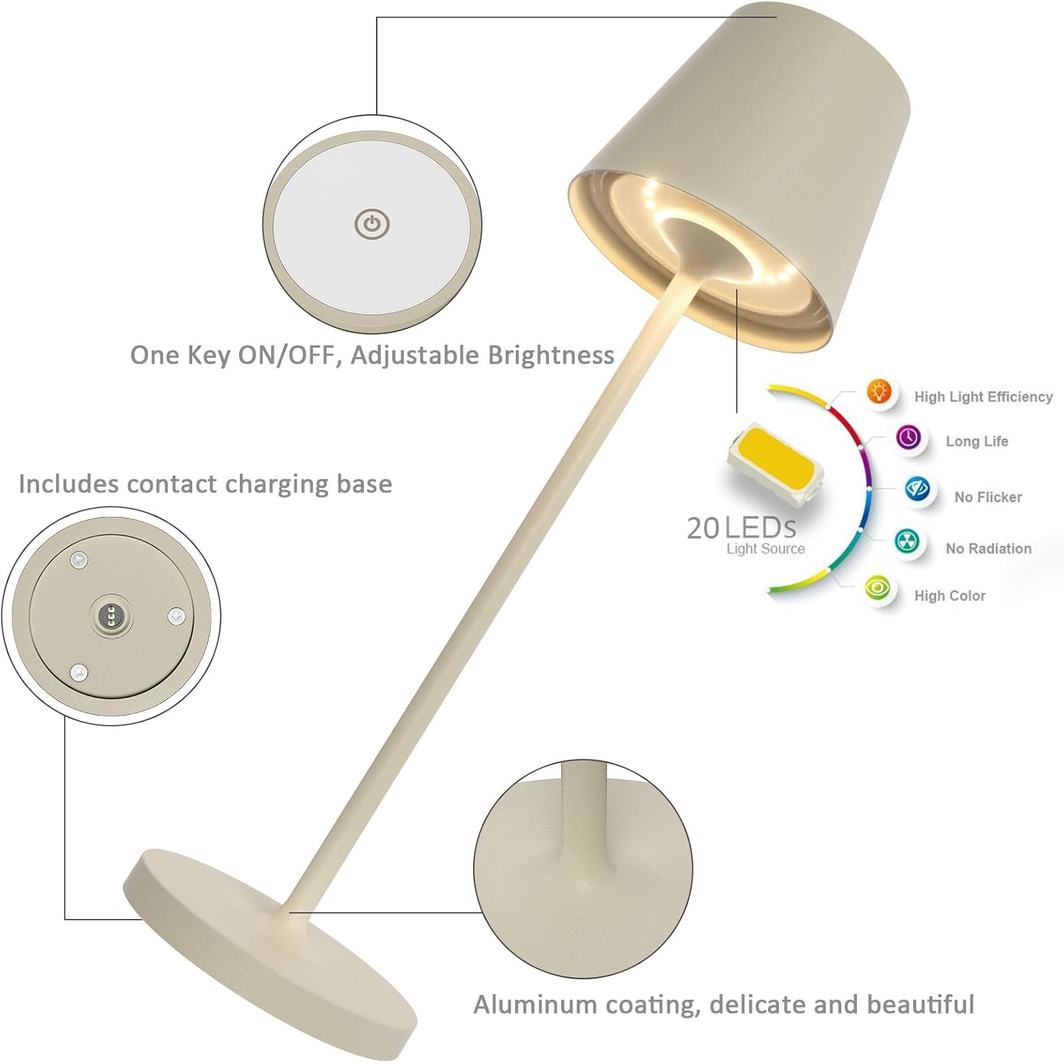 K-Bright Lampada LED Dimmerabile da Tavolo H38cm - immagine 4