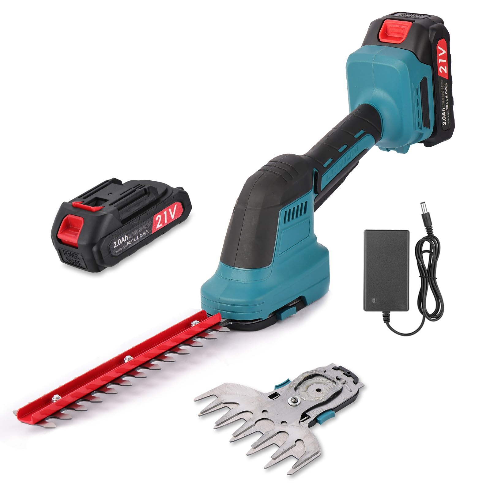 Tagliasiepi a Batteria 2 in 1 con 2 Batterie 2000mAh