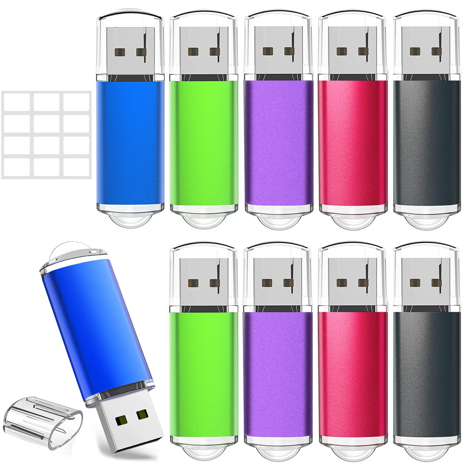 Wiseorange Chiavetta USB 32 GB 10 Pezzi Colori Assortiti