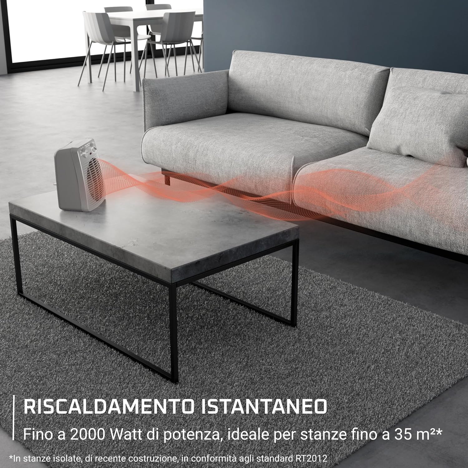 Rowenta Compact Power - Termoventilatore 2000W, Grigio - immagine 3