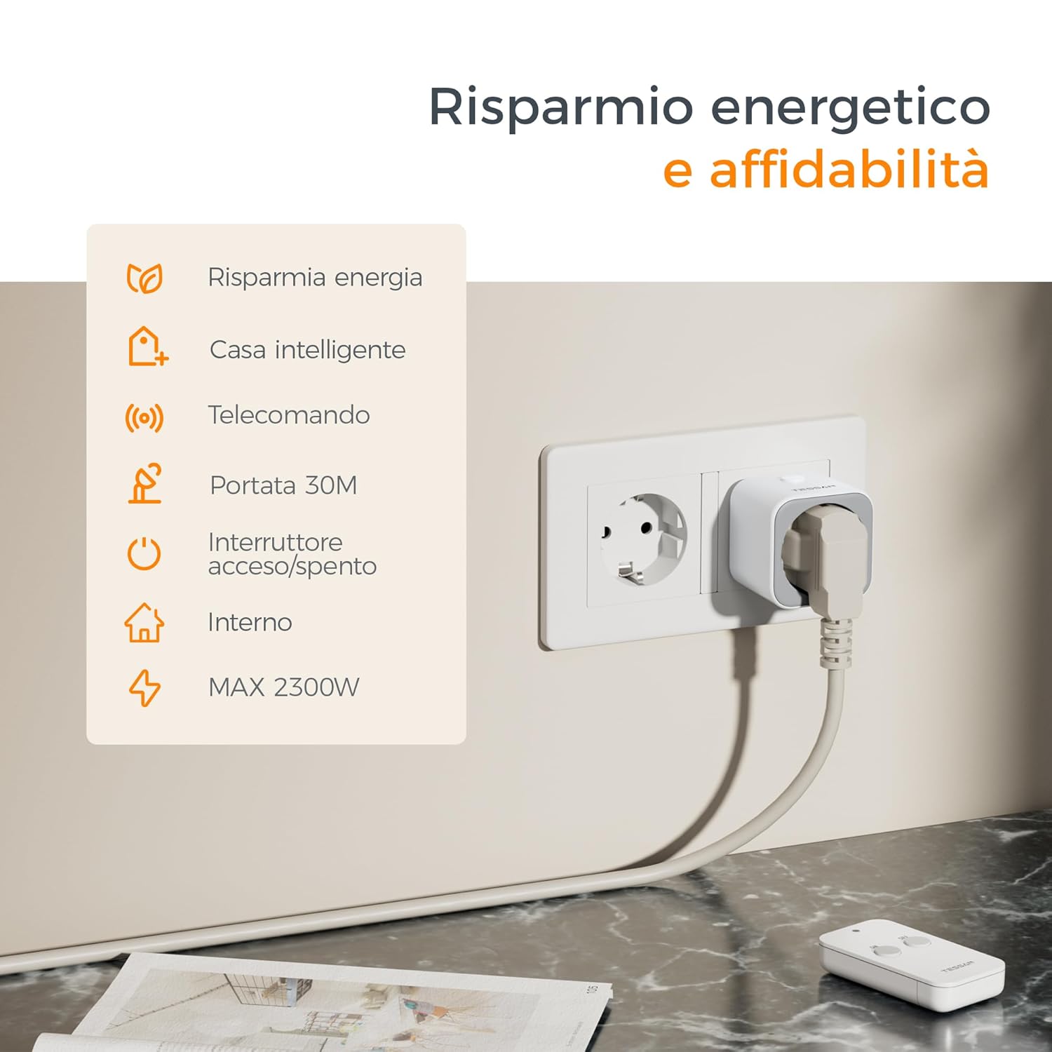 Tessan Presa Telecomandata 2300W, Bianca - immagine 2