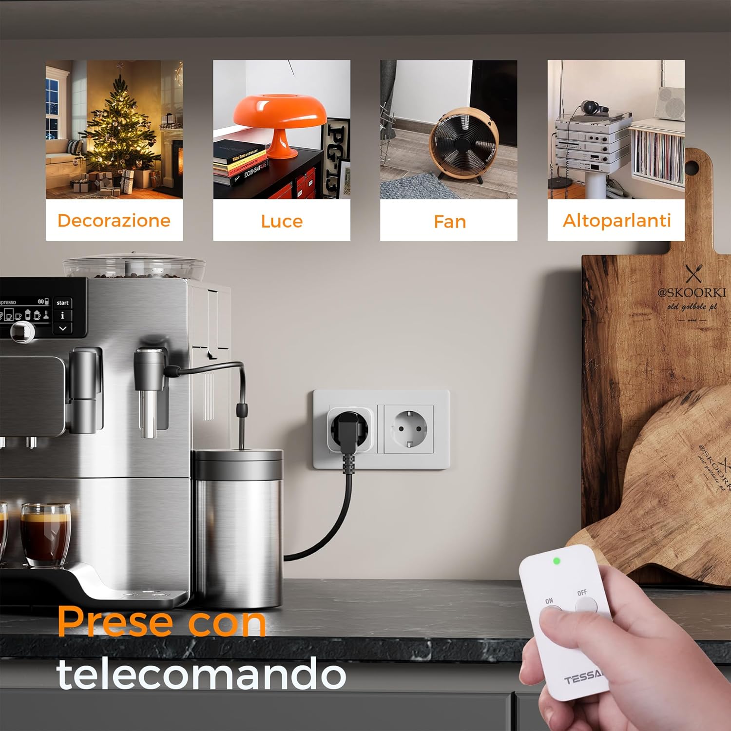 Tessan Presa Telecomandata 2300W, Bianca - immagine 3