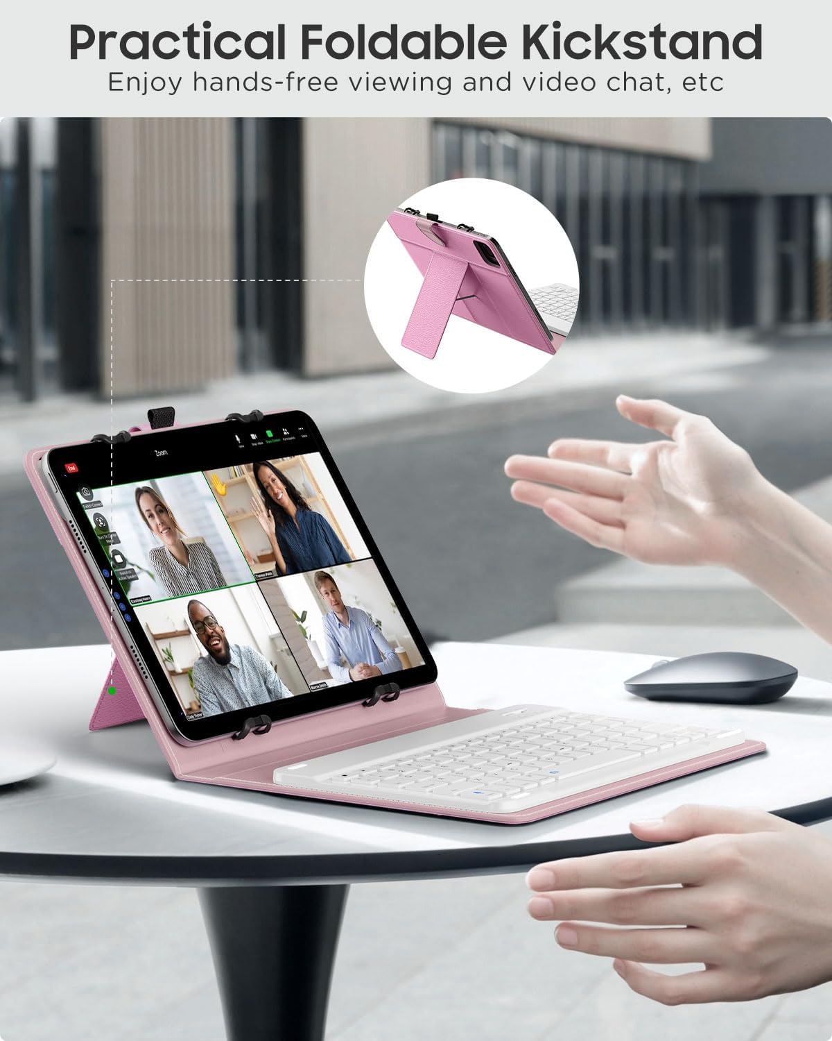 MoKo Custodia Tablet Universale con Tastiera Qwert, Lilla - immagine 2