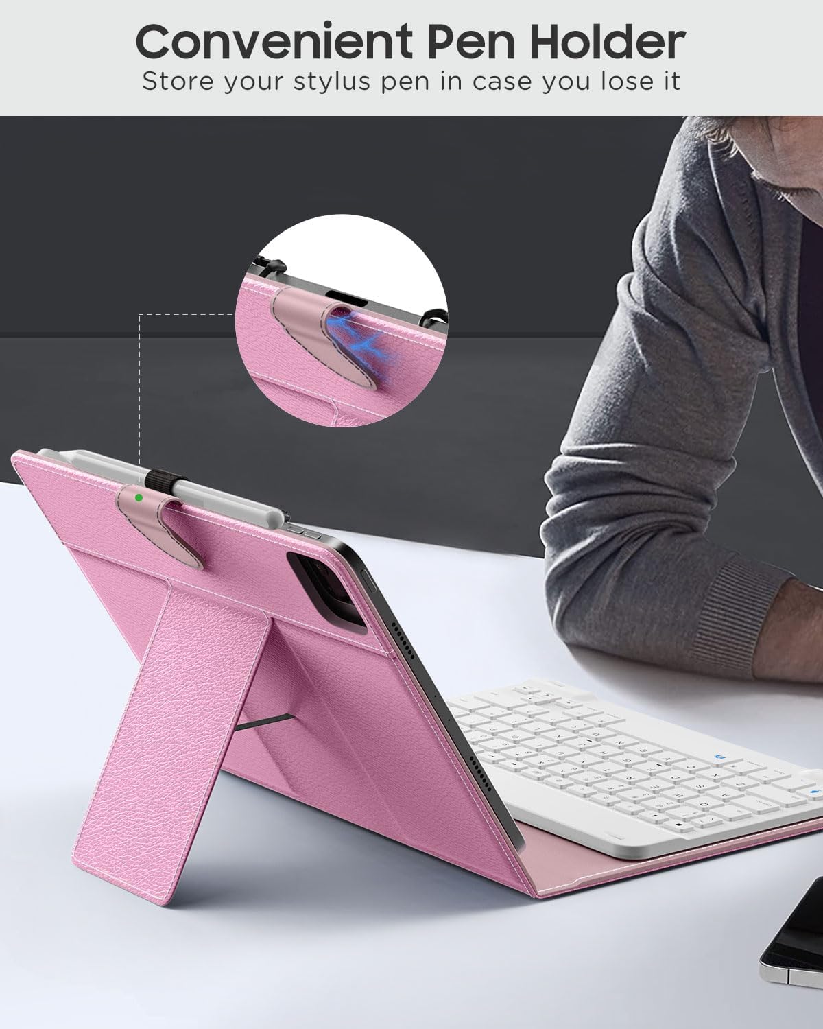 MoKo Custodia Tablet Universale con Tastiera Qwert, Lilla - immagine 3