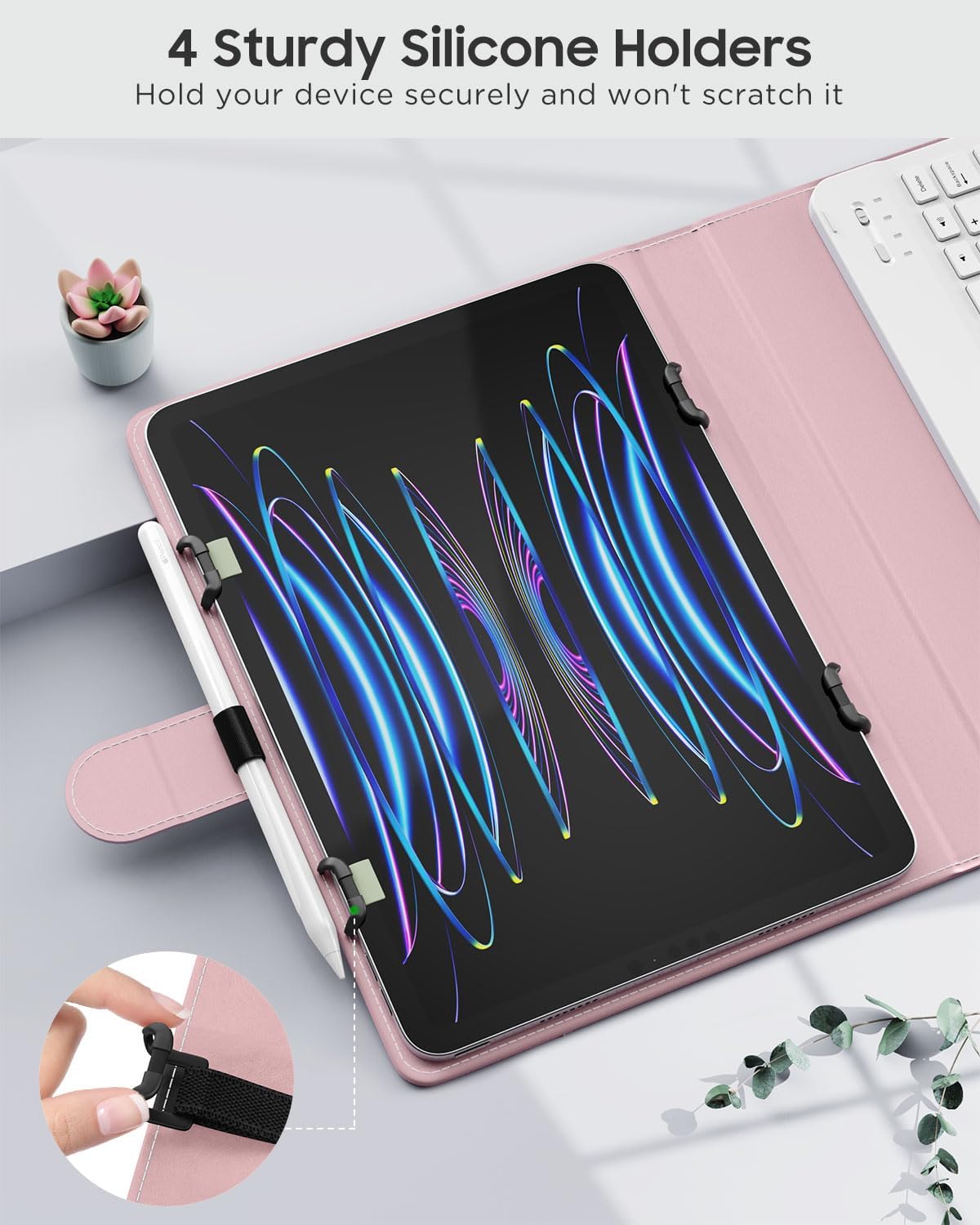 MoKo Custodia Tablet Universale con Tastiera Qwert, Lilla - immagine 4