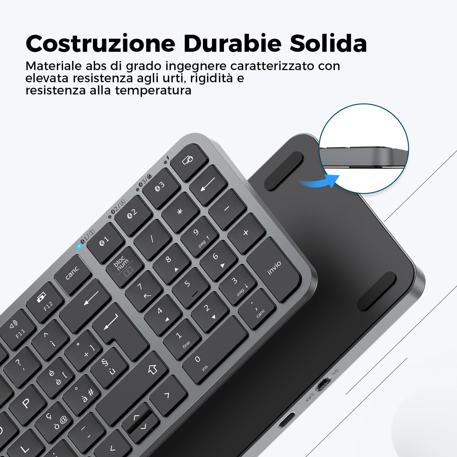 Iclever Tastiera Bluetooth Ricaricabile Compatta USB-C - immagine 4