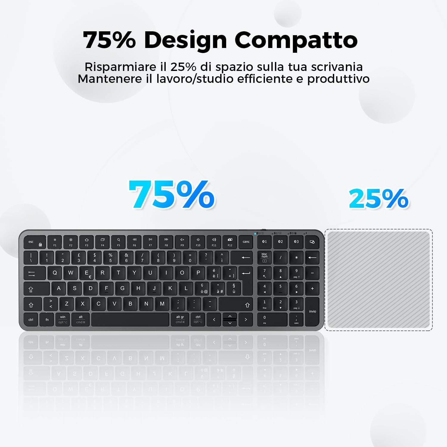 Iclever Tastiera Bluetooth Ricaricabile Compatta USB-C - immagine 5