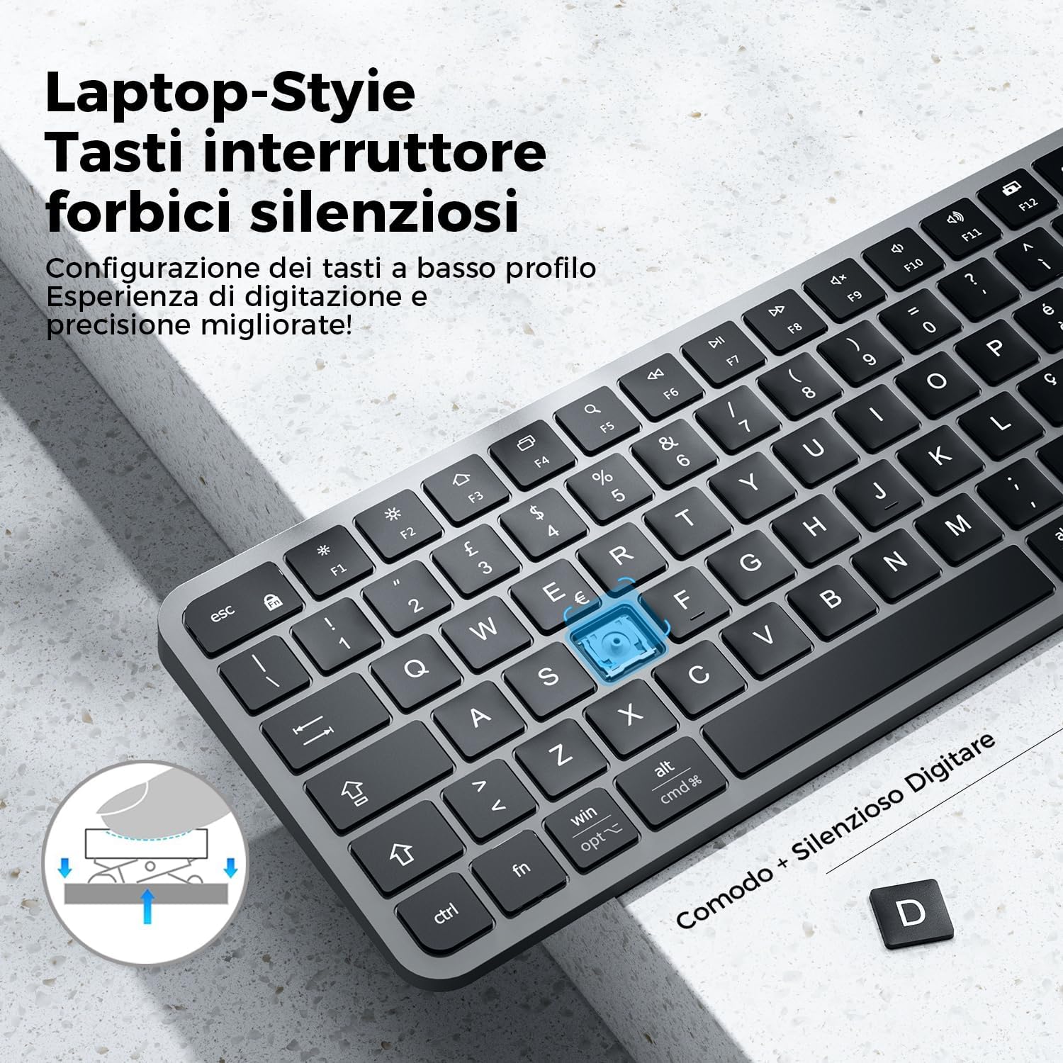 Iclever Tastiera Bluetooth Ricaricabile Compatta USB-C - immagine 6