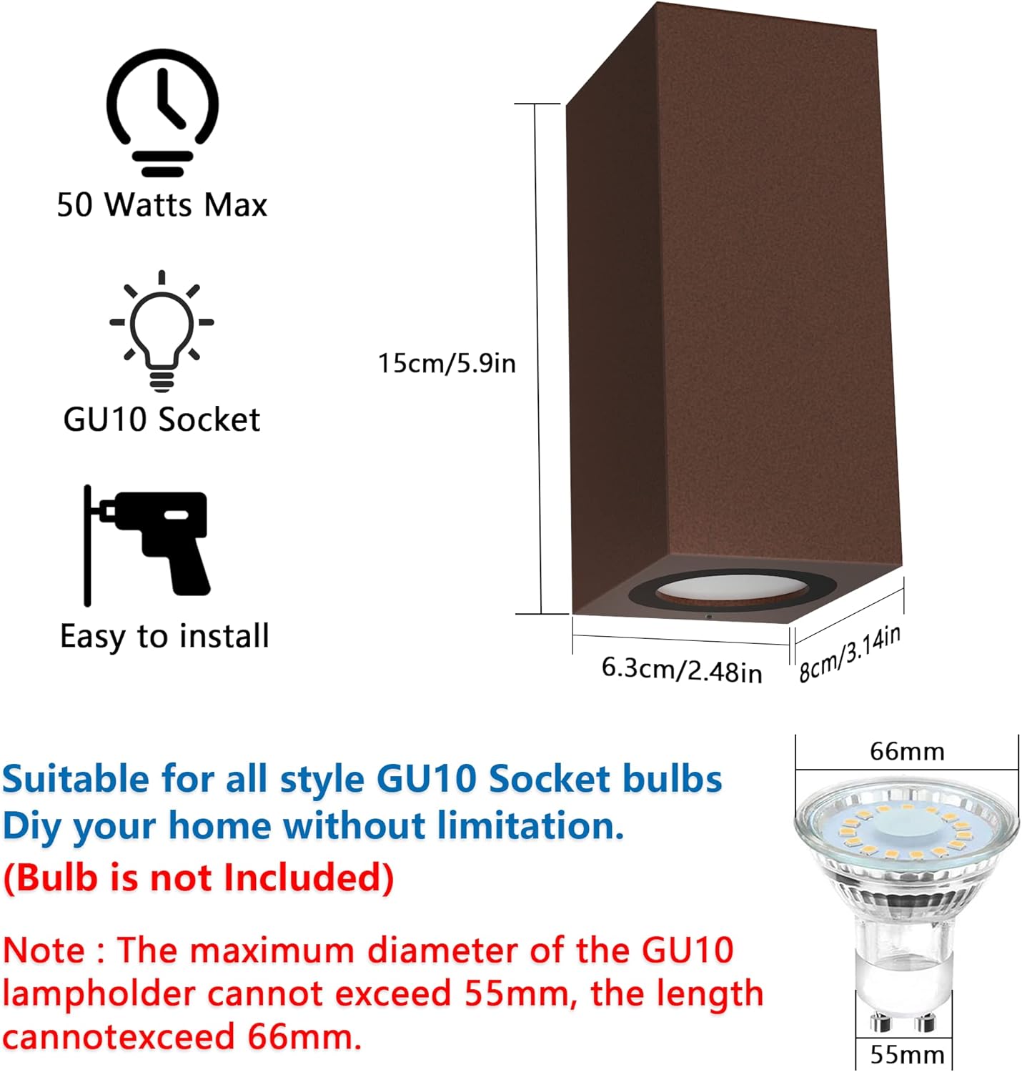 Klighten 4 Pezzi Applique da Parete Esterno Interno IP65 - immagine 3