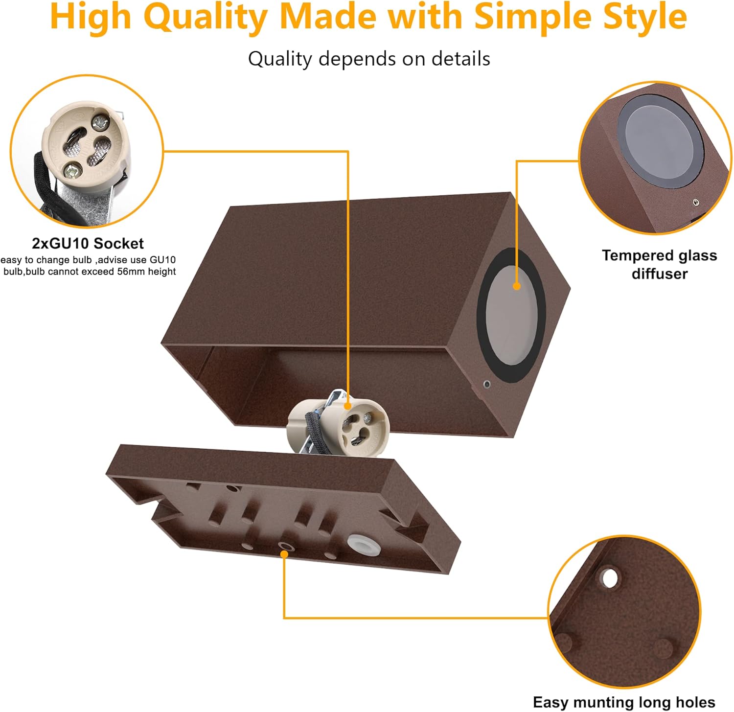 Klighten 4 Pezzi Applique da Parete Esterno Interno IP65 - immagine 5