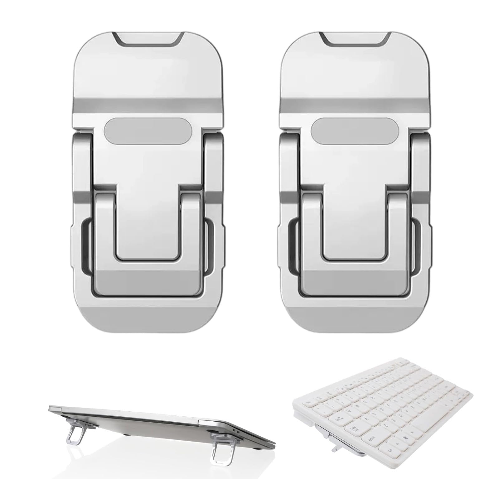 2 Pezzi Mini Supporto Laptop Pieghevole, Argento