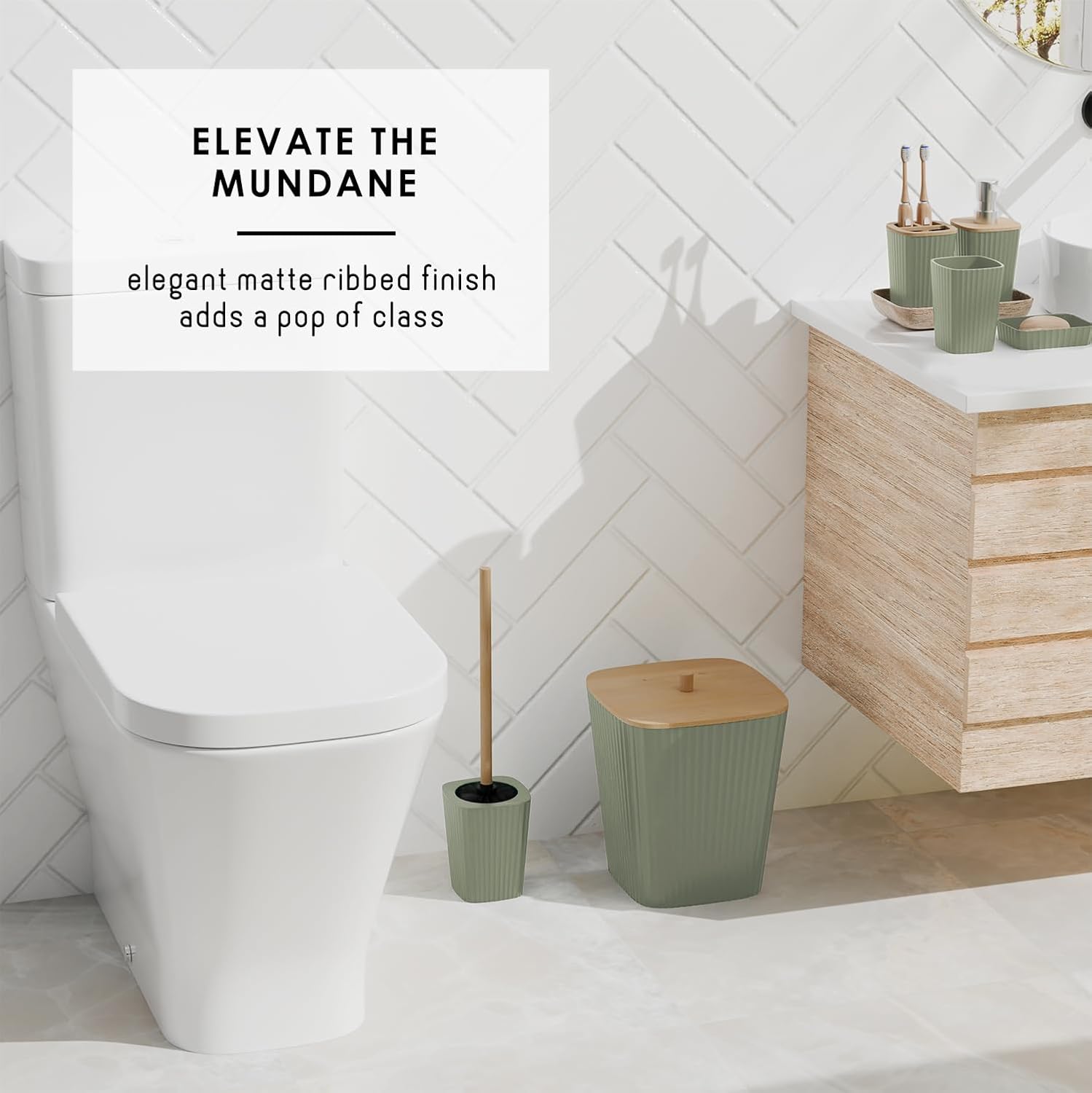 Clara Clark Set Accessori da Bagno 20 Pezzi, Verde Salvia - immagine 6