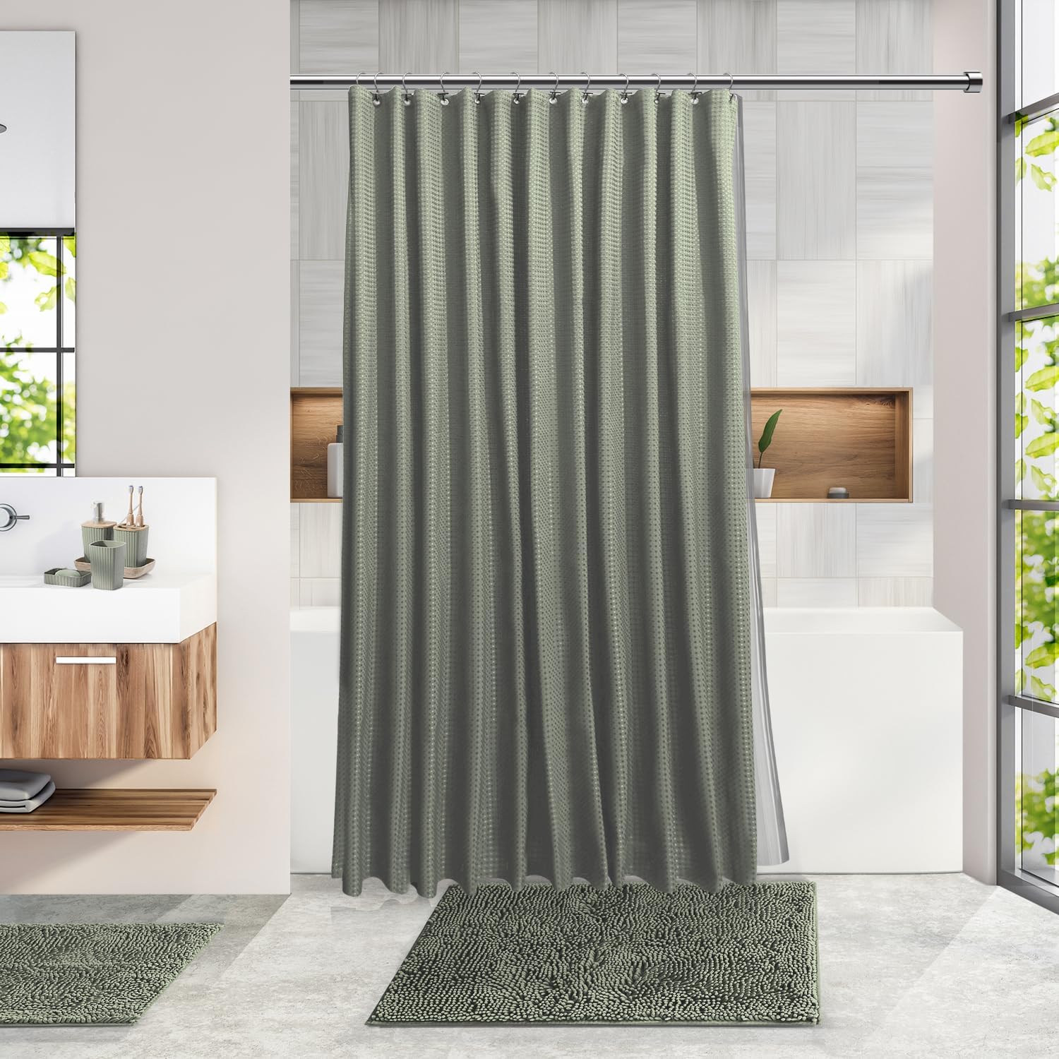 Clara Clark Set Accessori da Bagno 20 Pezzi, Verde Salvia - immagine 7