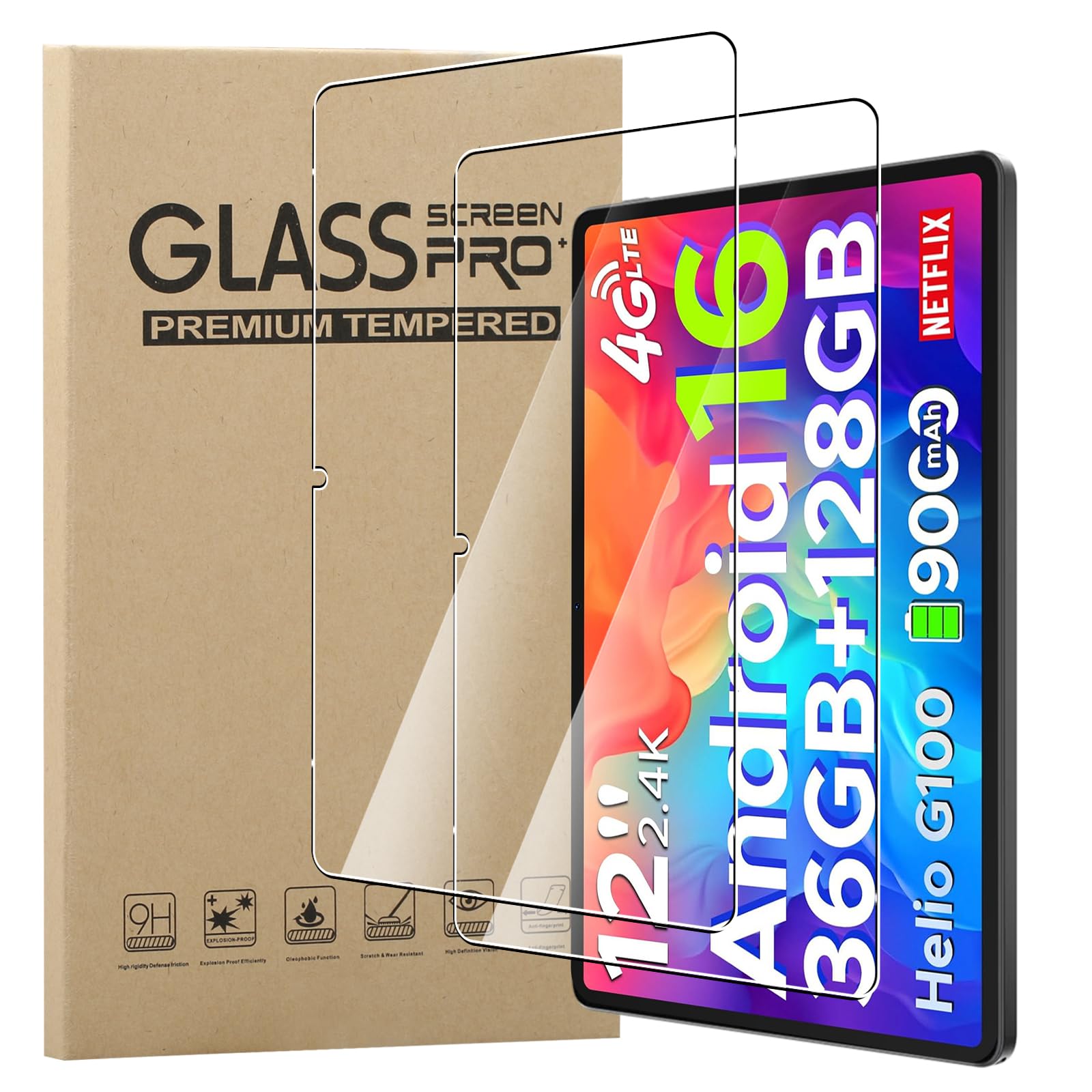 MEMELOKA Vetro Temperato per DOOGEE Tab G6 Pro 12 Pollici, 2 Pezzi Durezza 9H Antigraffio HD [Anti-Impronta][Senza Bolle] Pellicola Protettiva per DOOGEE Tab G6 Pro