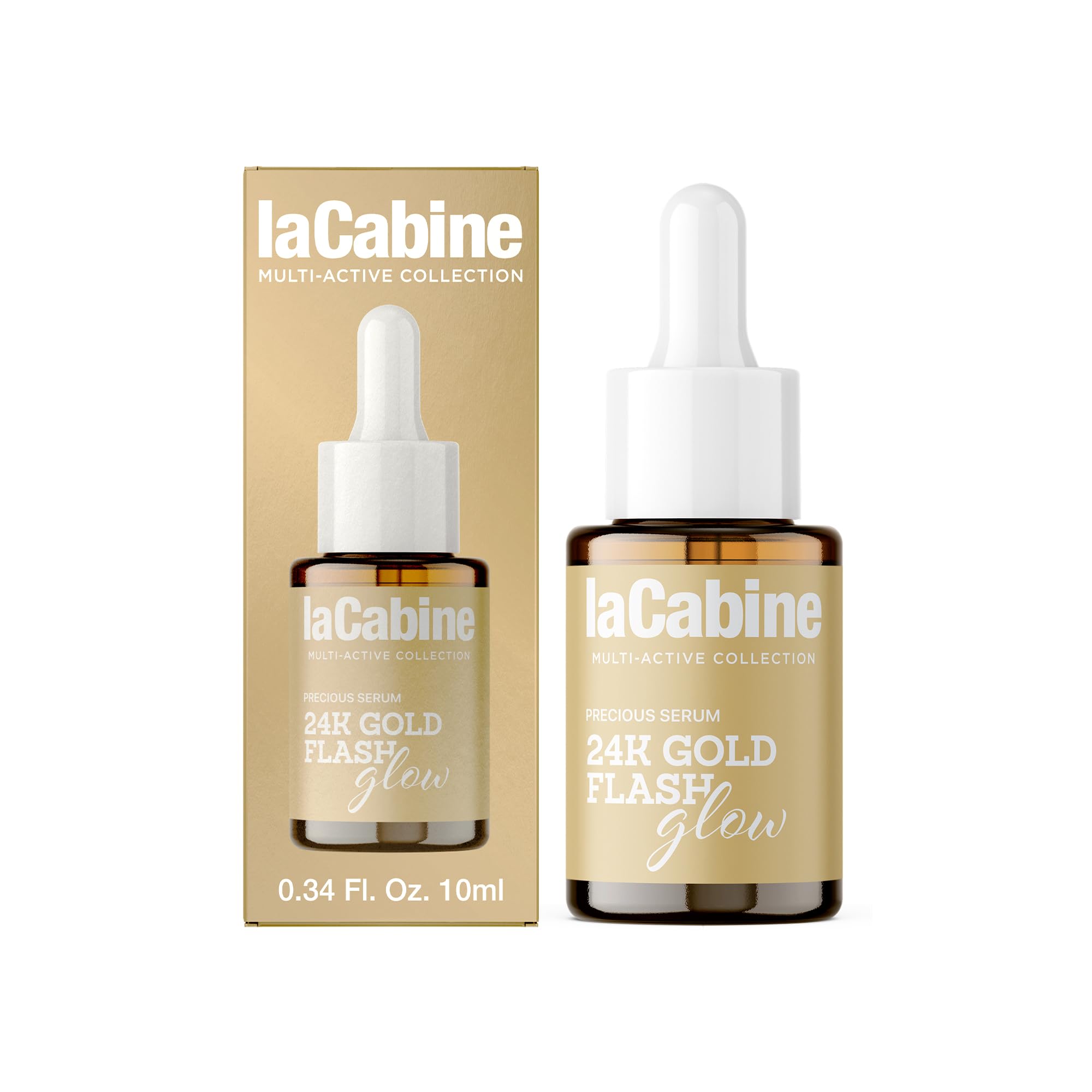 laCabine 24K Gold Flash Siero 10ml | Pelle istantaneamente luminosa, vitalizzata e levigata | Con Vitamina C Oro, alle Alghe Rosse e alla Taurina Vegetale.