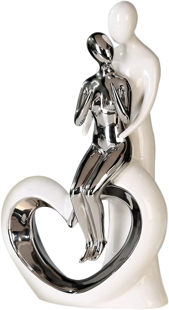 Gilde Scultura Decorativa Moderna Romance, Ceramica Bianca - immagine 1