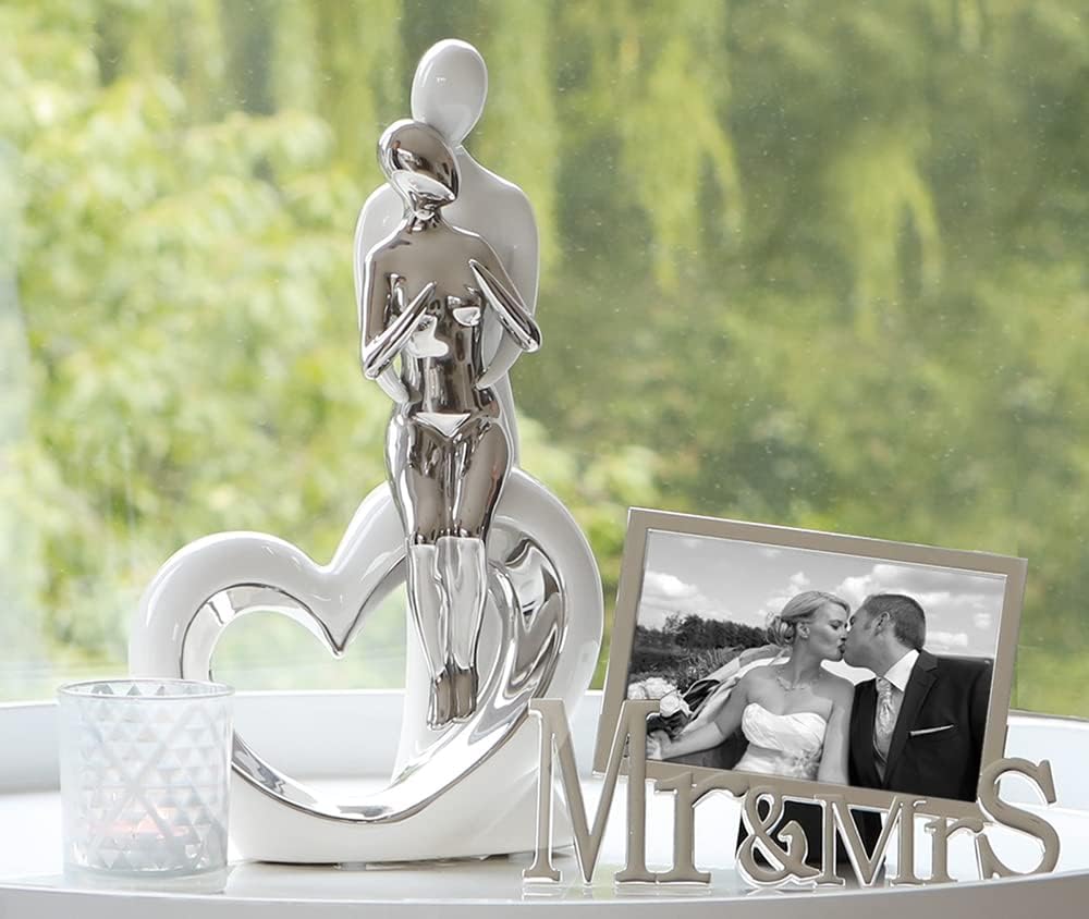 Gilde Scultura Decorativa Moderna Romance, Ceramica Bianca - immagine 5