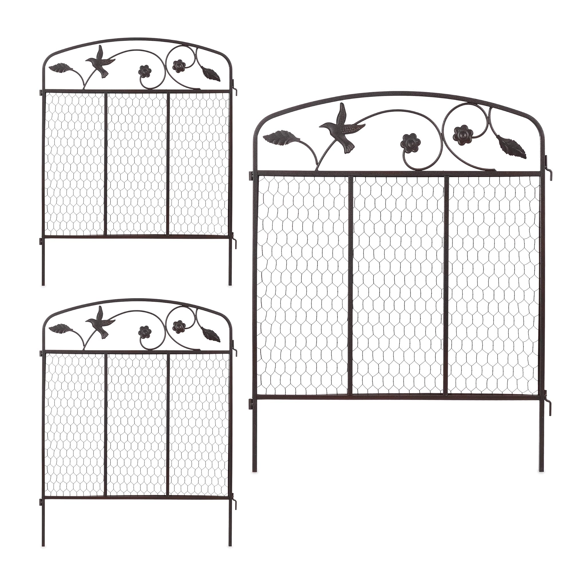 Relaxdays Recinzione da Giardino in Metallo (Set da 3)