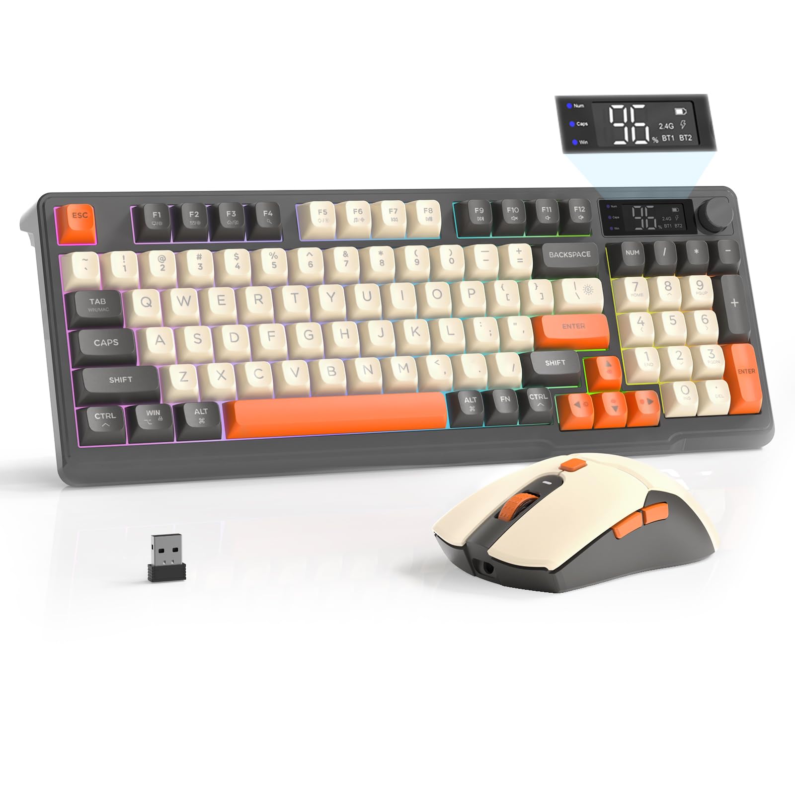 Freewolf T96 Tastiera e Mouse Wireless Bluetooth & 2.4G