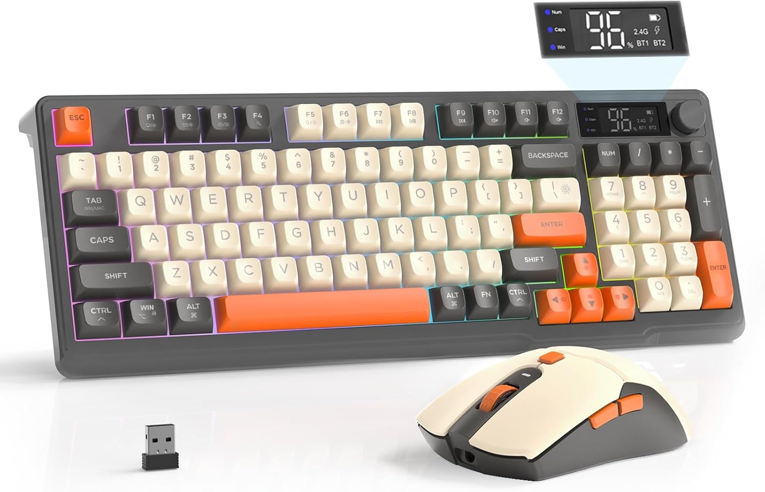 Freewolf T96 Tastiera e Mouse Wireless Bluetooth & 2.4G - immagine 1