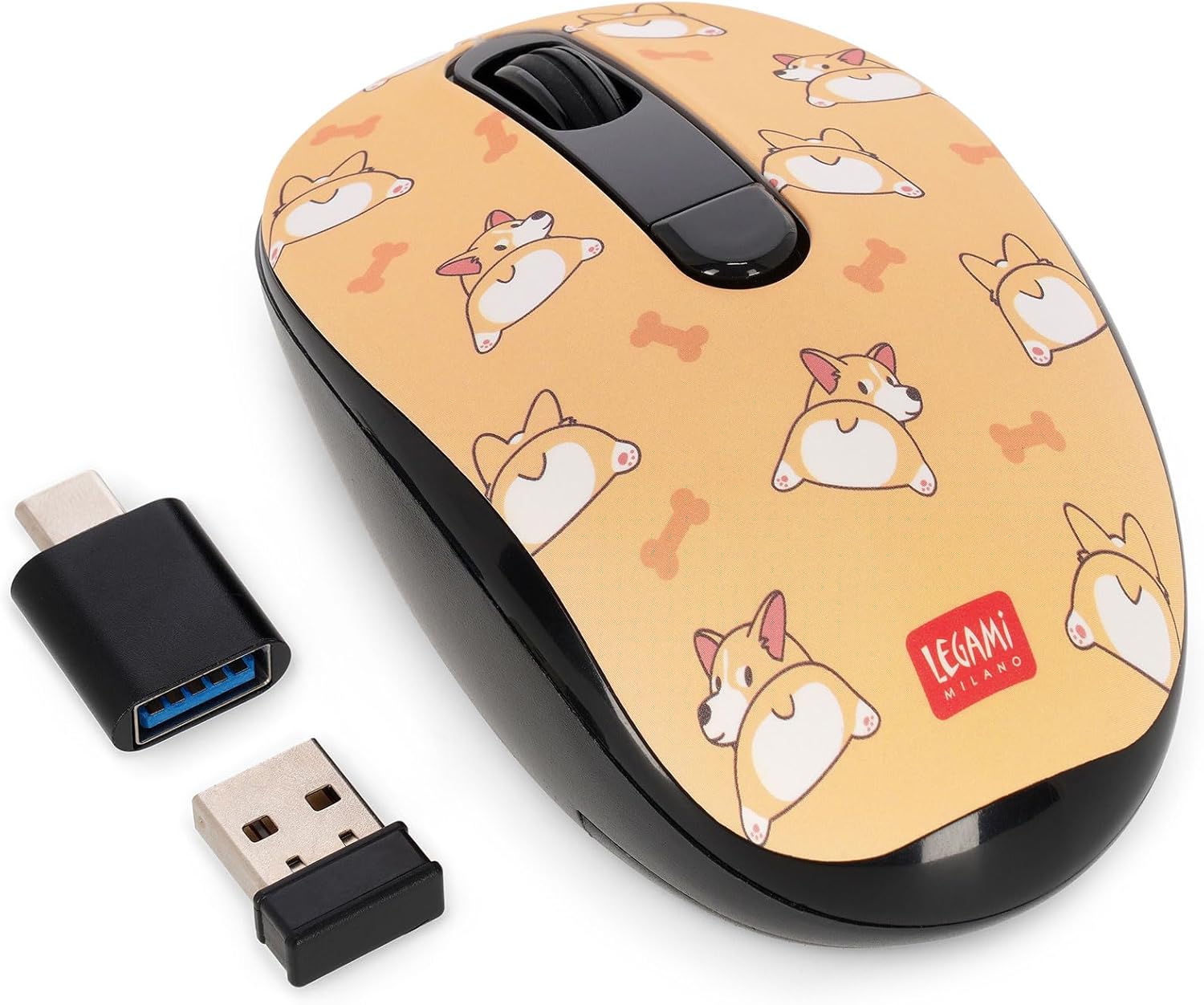 Legami - Mouse Wireless con Ricevitore USB, Corgi - immagine 2