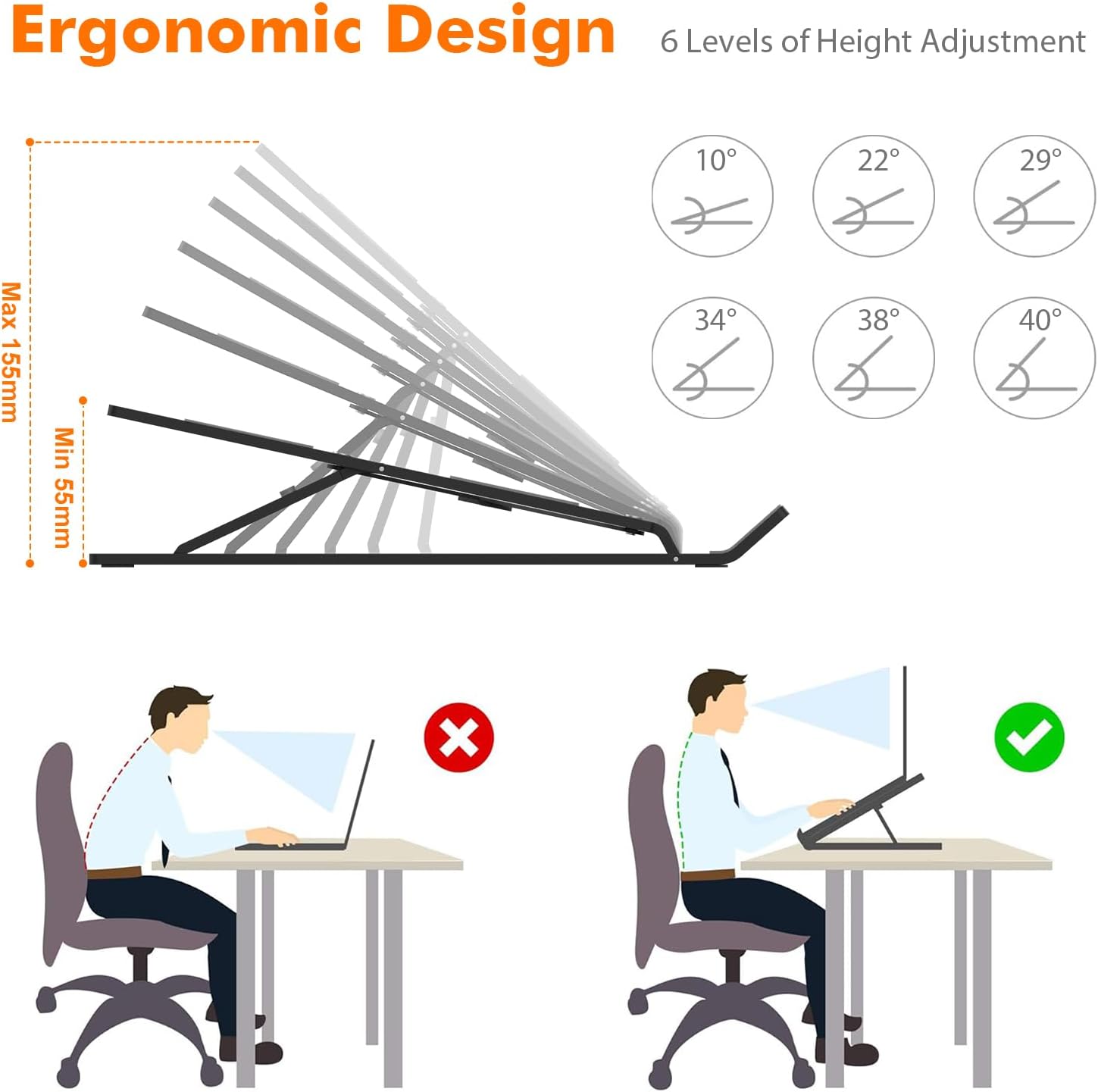 Grifema GB1054B - Supporto PC Portatile in Alluminio, Nero - immagine 2