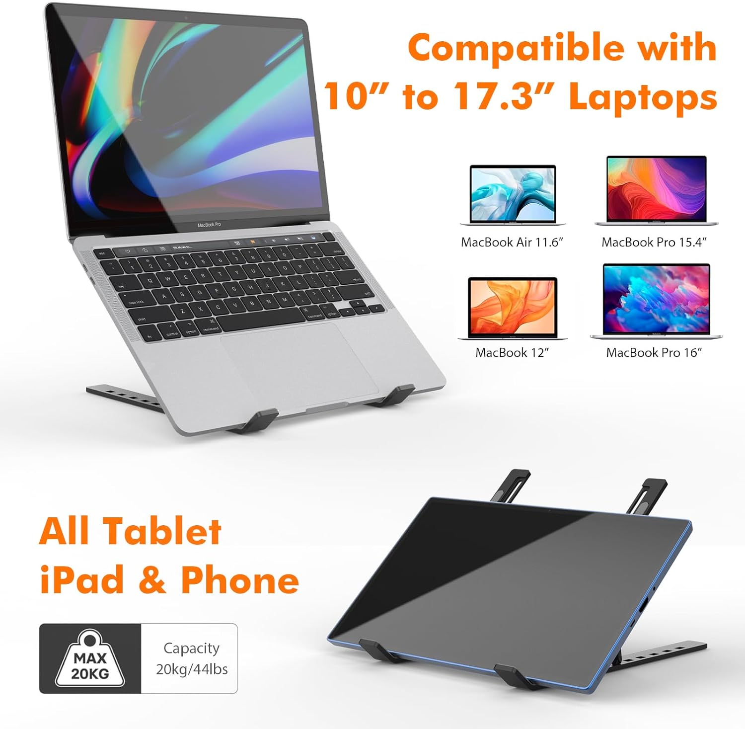 Grifema GB1054B - Supporto PC Portatile in Alluminio, Nero - immagine 4