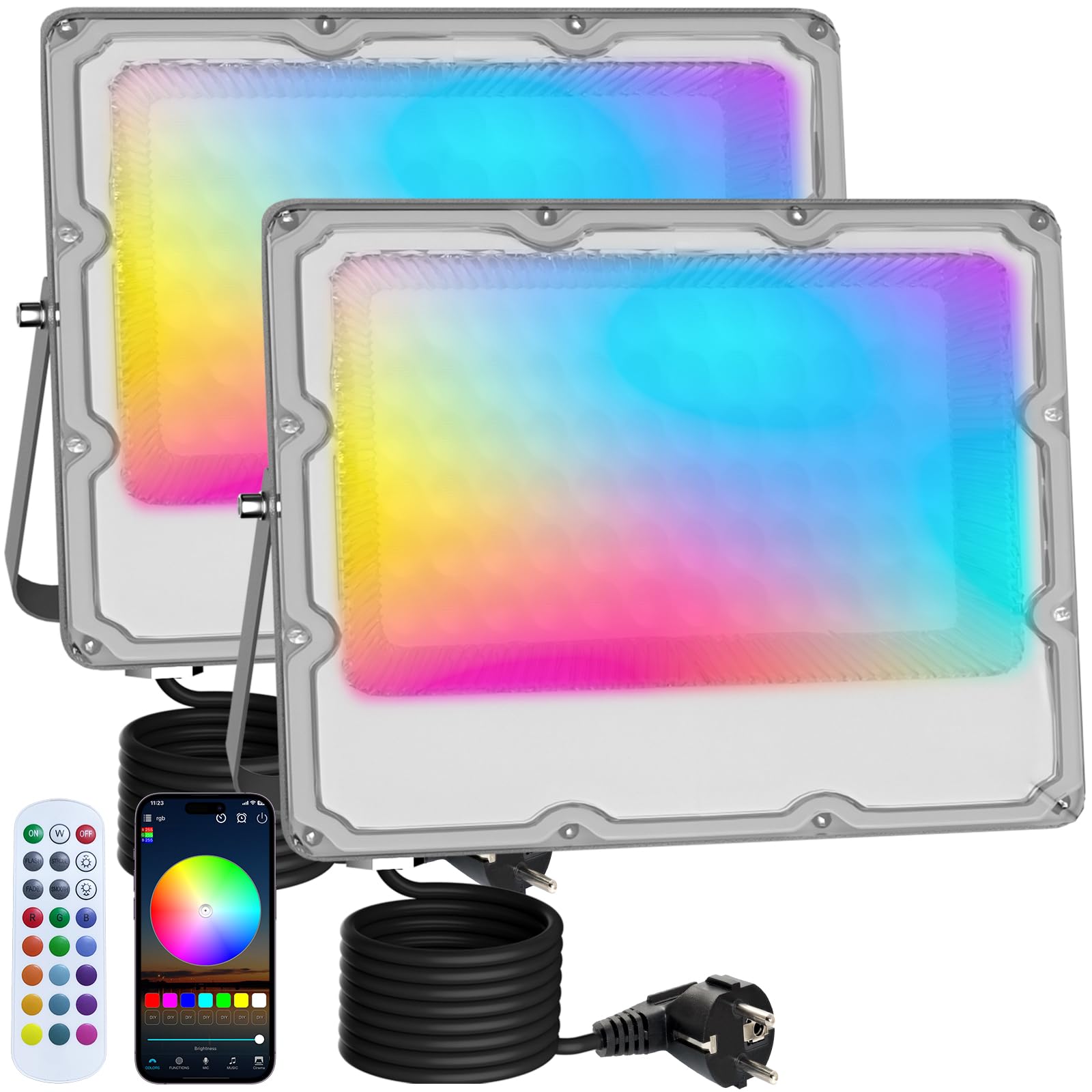 Faretto LED RGB 50W con APP Bluetooth e Telecomando (2 Pezzi)