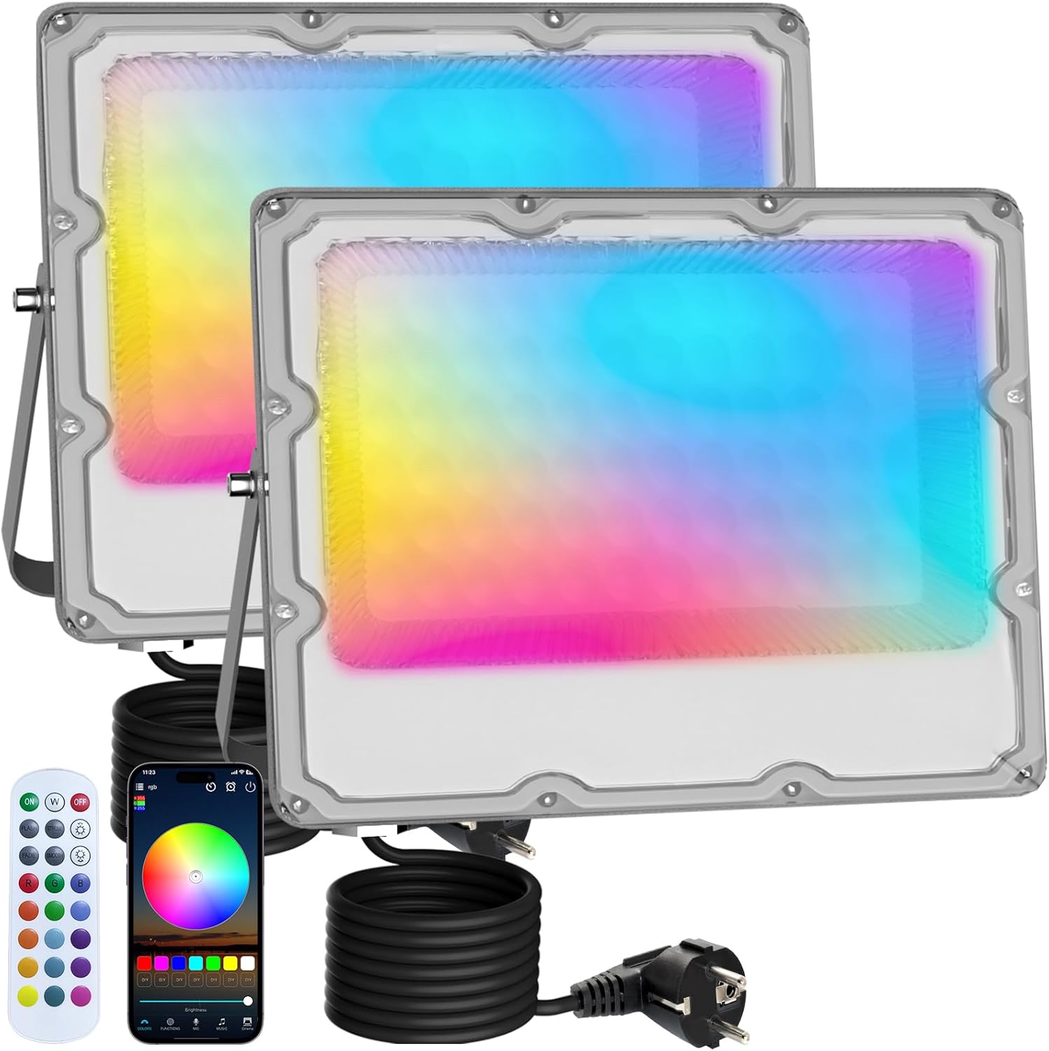 Faretto LED RGB 50W con APP Bluetooth e Telecomando (2 Pezzi) - immagine 1