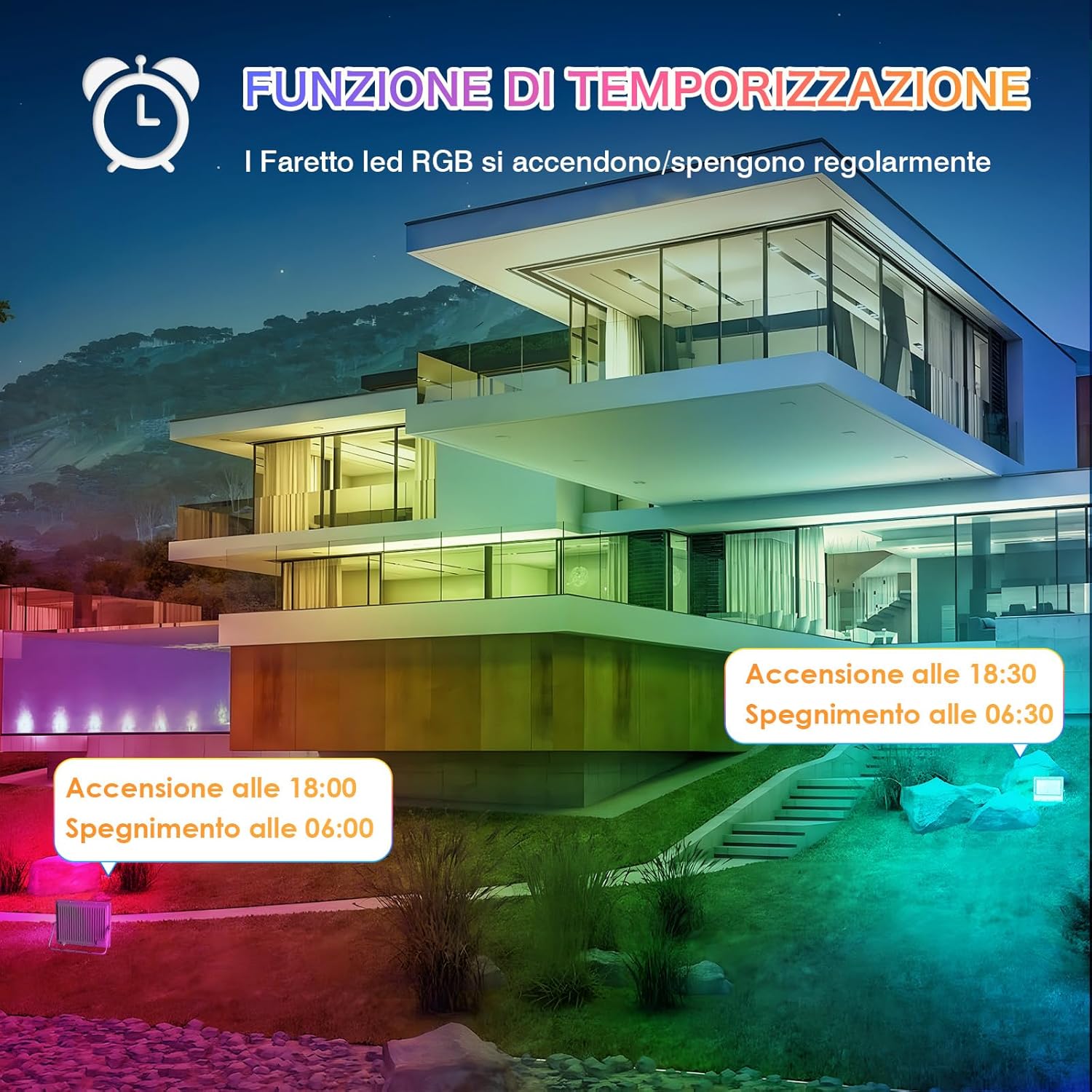 Faretto LED RGB 50W con APP Bluetooth e Telecomando (2 Pezzi) - immagine 5