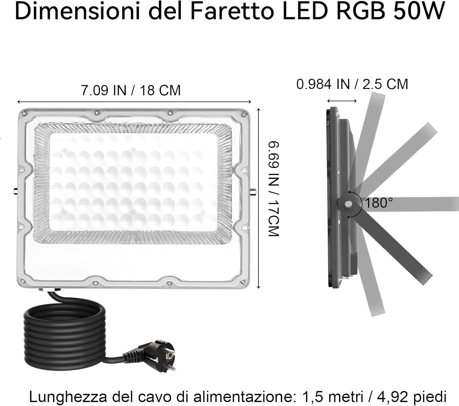 Faretto LED RGB 50W con APP Bluetooth e Telecomando (2 Pezzi) - immagine 6