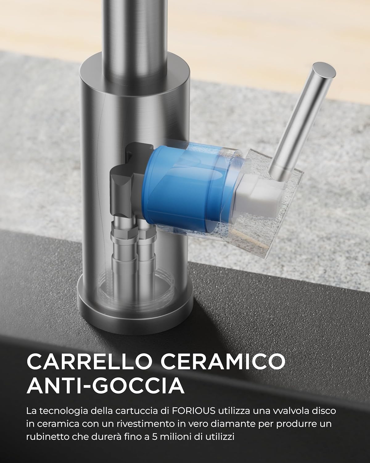 Forious Rubinetto Lavello Cucina con Doccetta Estraibile - immagine 4