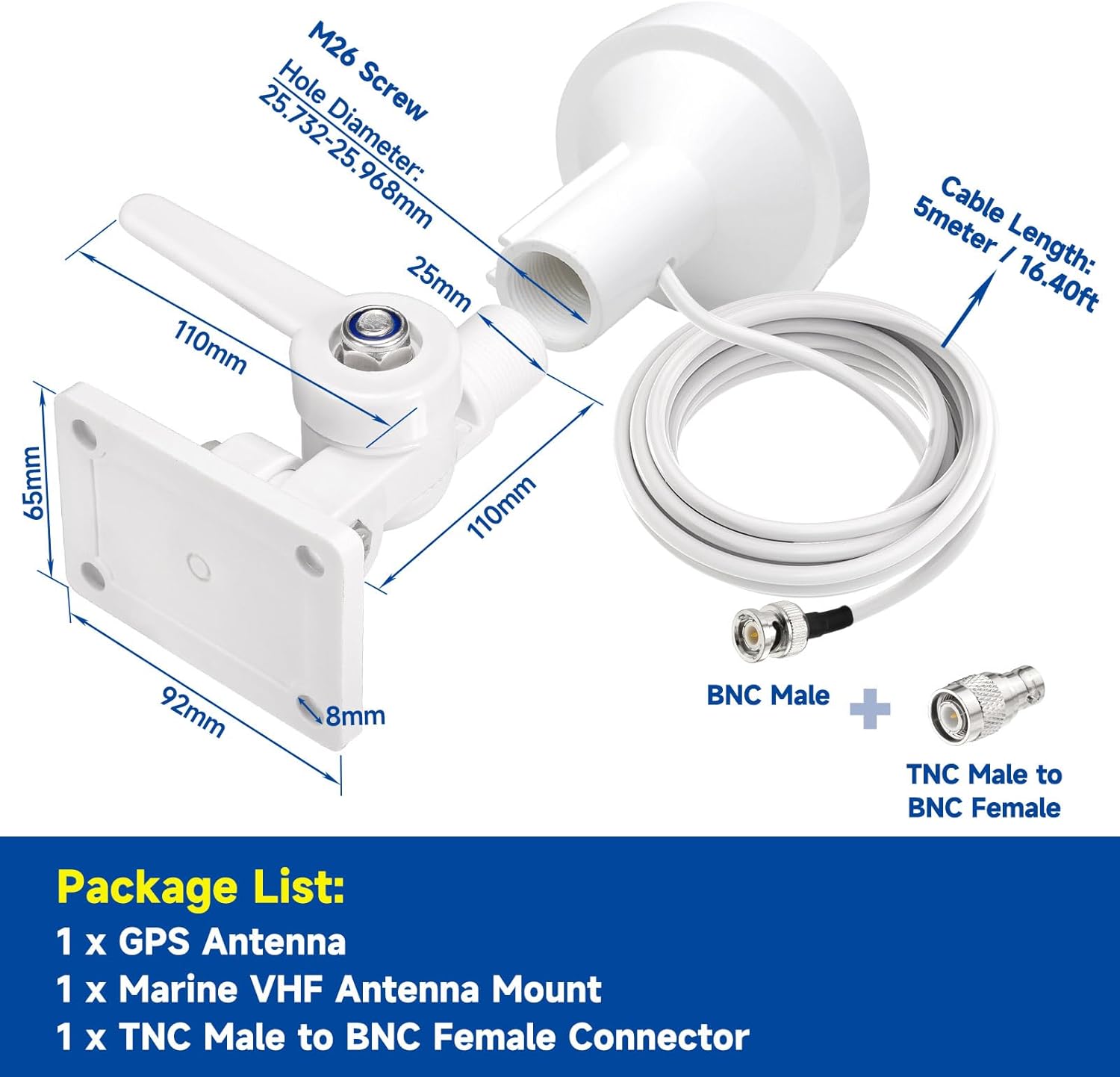 Bingfu Antenna GPS Barca Marino Funghetto BNC e TNC 5m - immagine 4