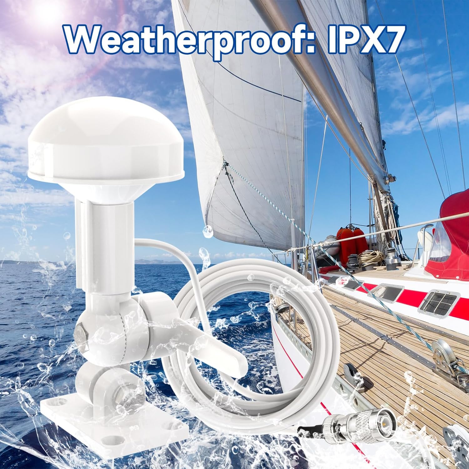 Bingfu Antenna GPS Barca Marino Funghetto BNC e TNC 5m - immagine 6