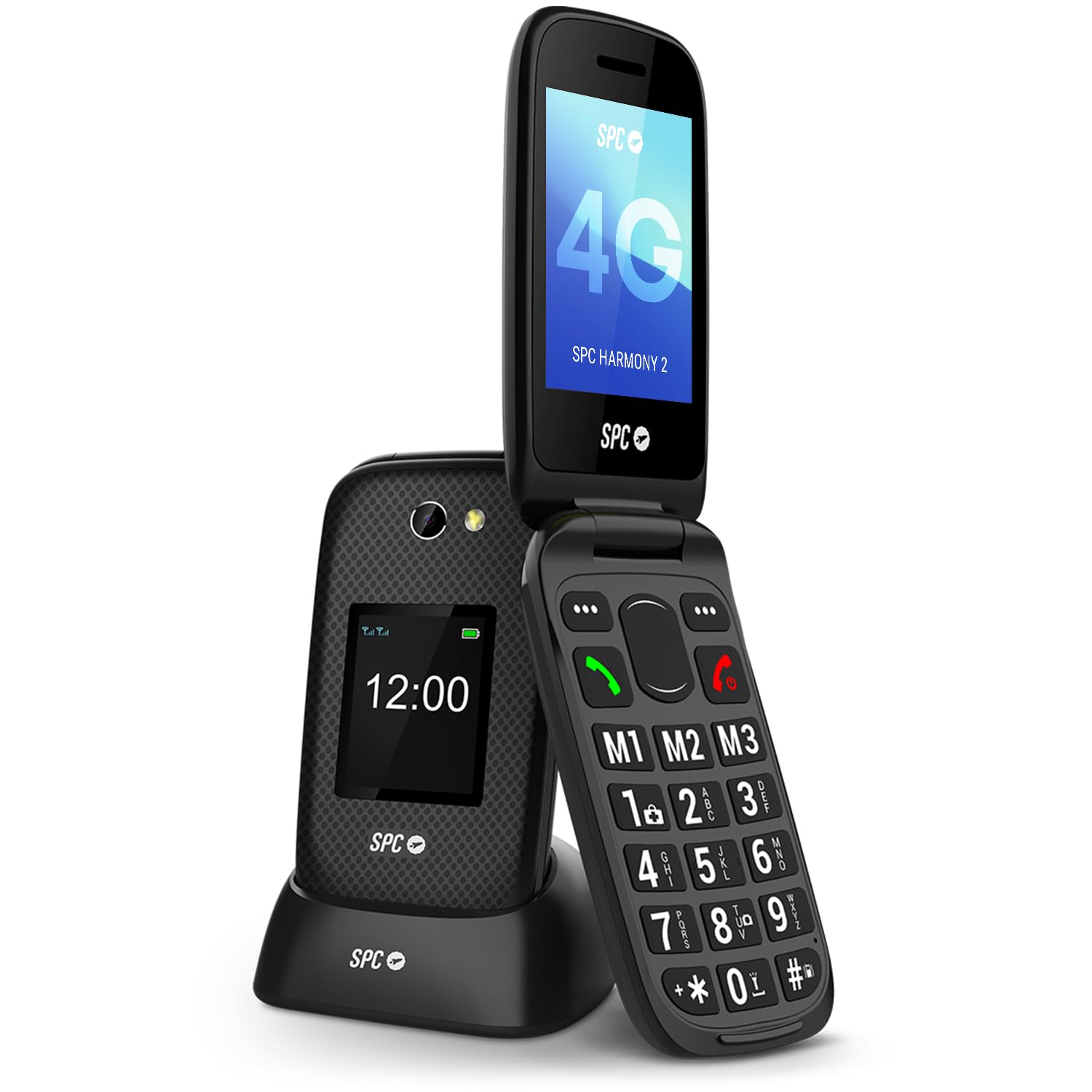 Spc Harmony 2 - Telefono Cellulare per Anziani 4G, Nero