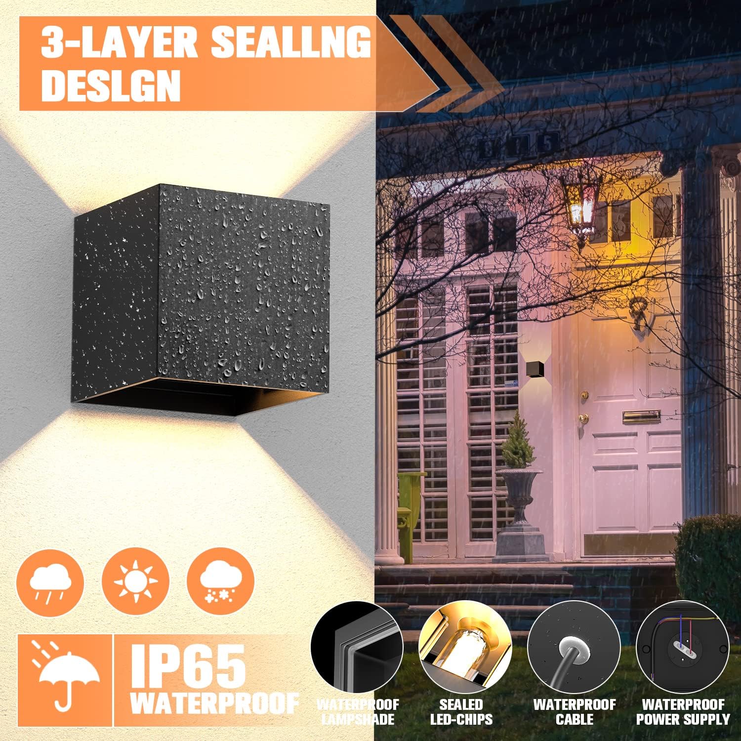 Yrgepowk 2 Lampade da Esterno Parete 9W 3000K, Nero - immagine 2