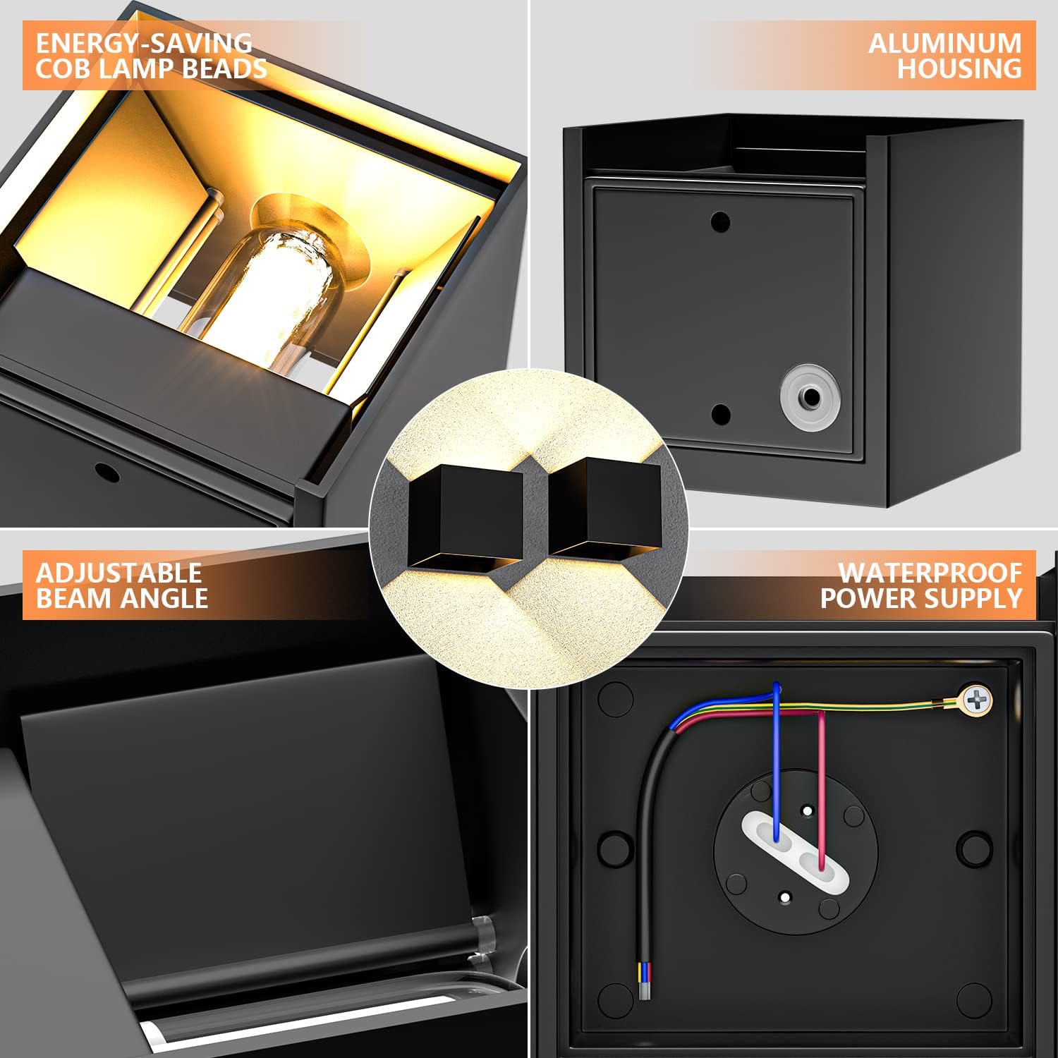 Yrgepowk 2 Lampade da Esterno Parete 9W 3000K, Nero - immagine 4