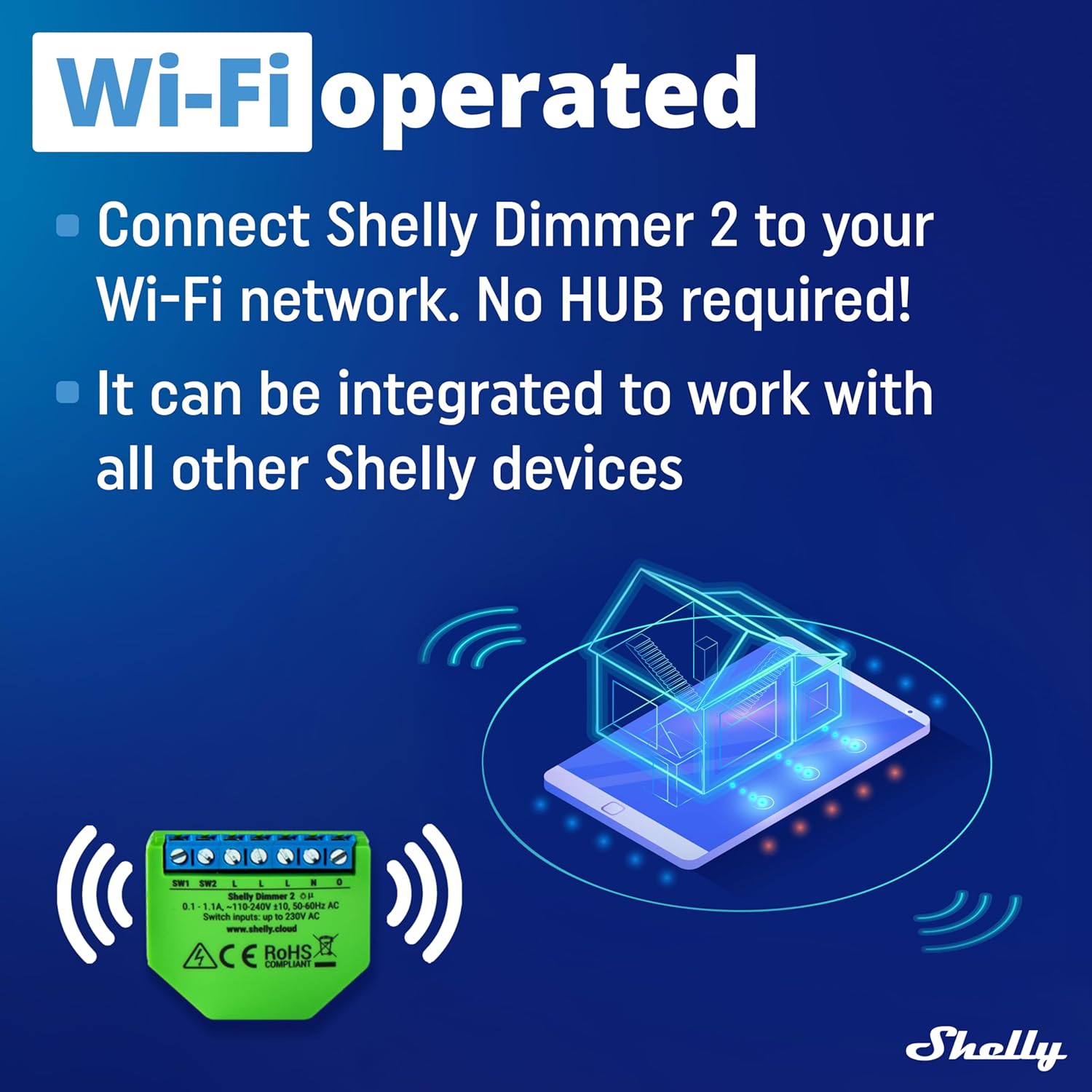 Shelly Dimmer 2 - Interruttore Varialuce Wireless Wi-Fi - immagine 2