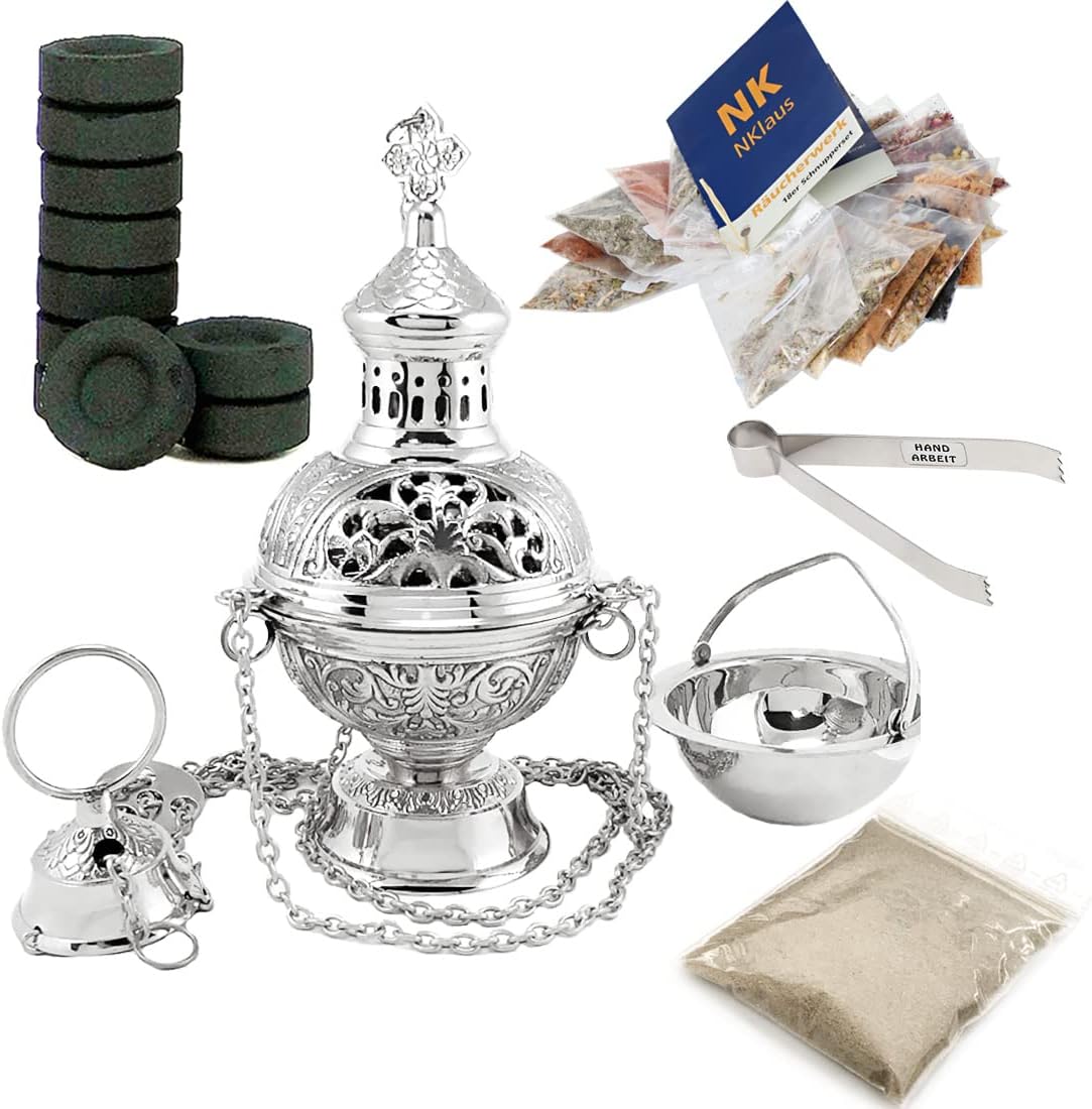 Nklaus Set 22 Pezzi Bruciatore d'Incenso Argento - immagine 1