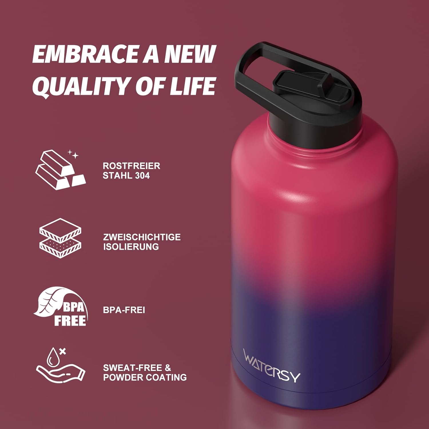 Watersy Borraccia Termica 2 Litri Acciaio Inox - immagine 5