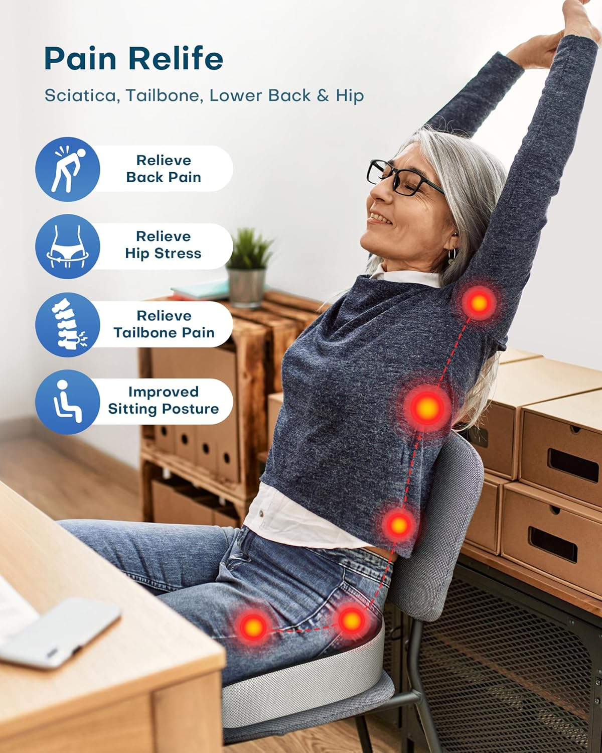 Feagar Cuscino per Sedile in Memory Foam - immagine 2