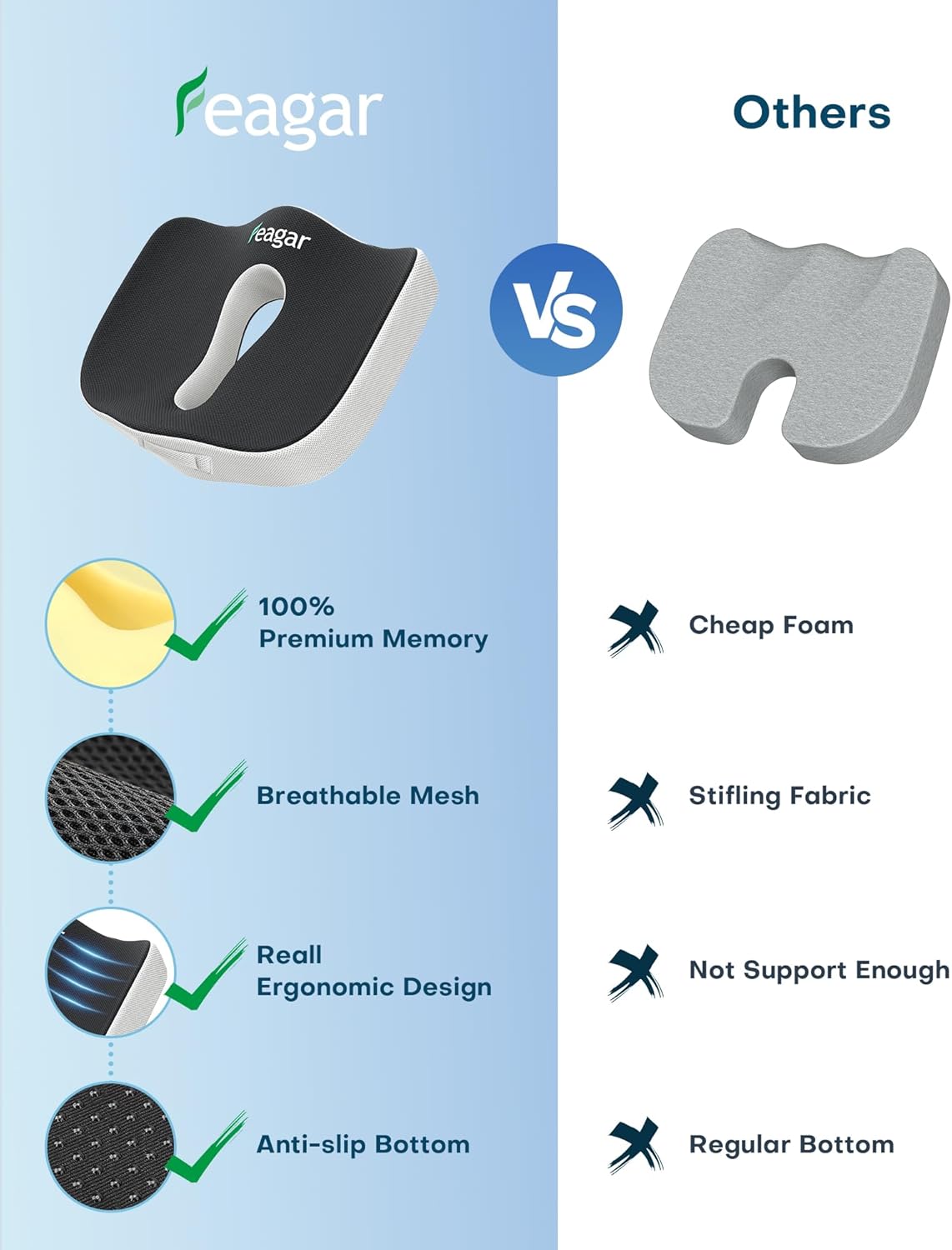 Feagar Cuscino per Sedile in Memory Foam - immagine 7