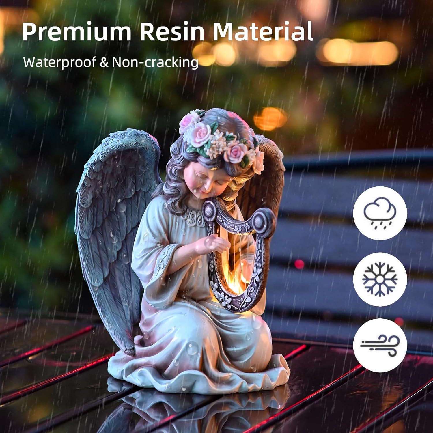 Statua LED da Giardino a Forma di Angelo Custode - immagine 4