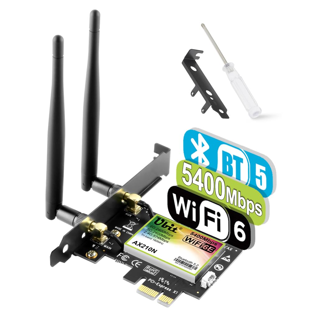 Ubit Scheda WiFi 6E 5400Mbp/s con Bluetooth 5.2