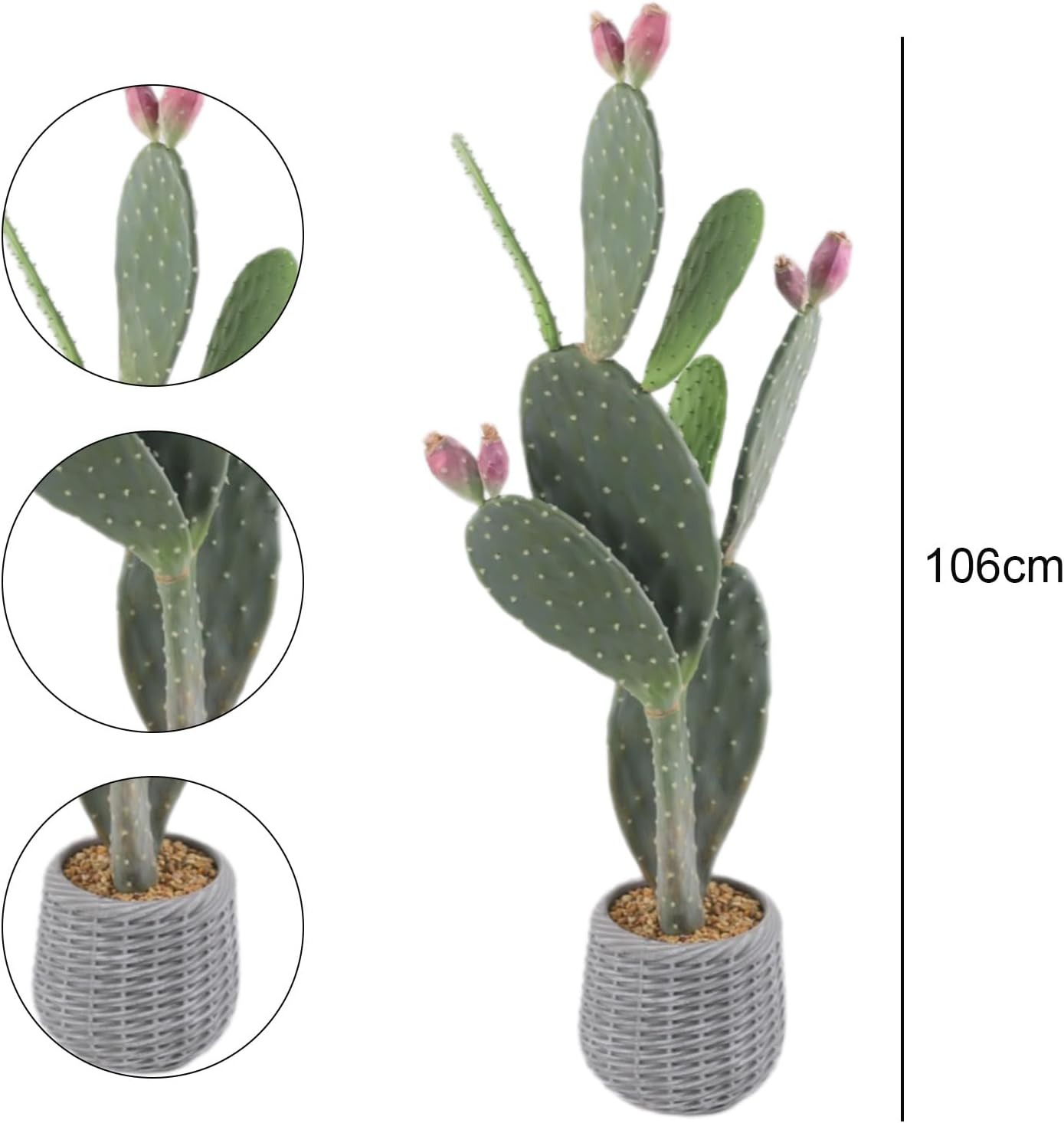 Pianta Artificiale Grande Cactus in Vaso - 106 cm - immagine 3